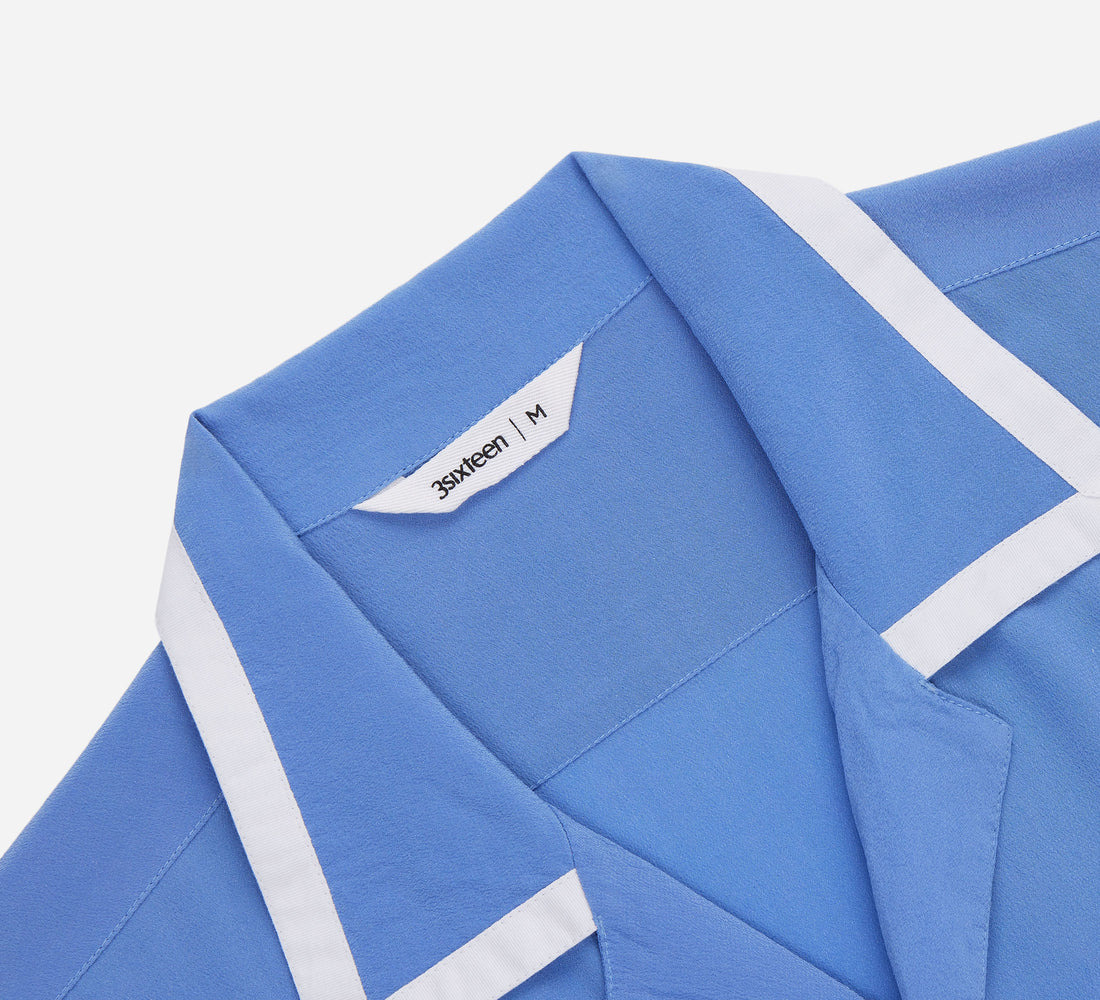 Bowling Shirt - Powder Blue Silk - 3