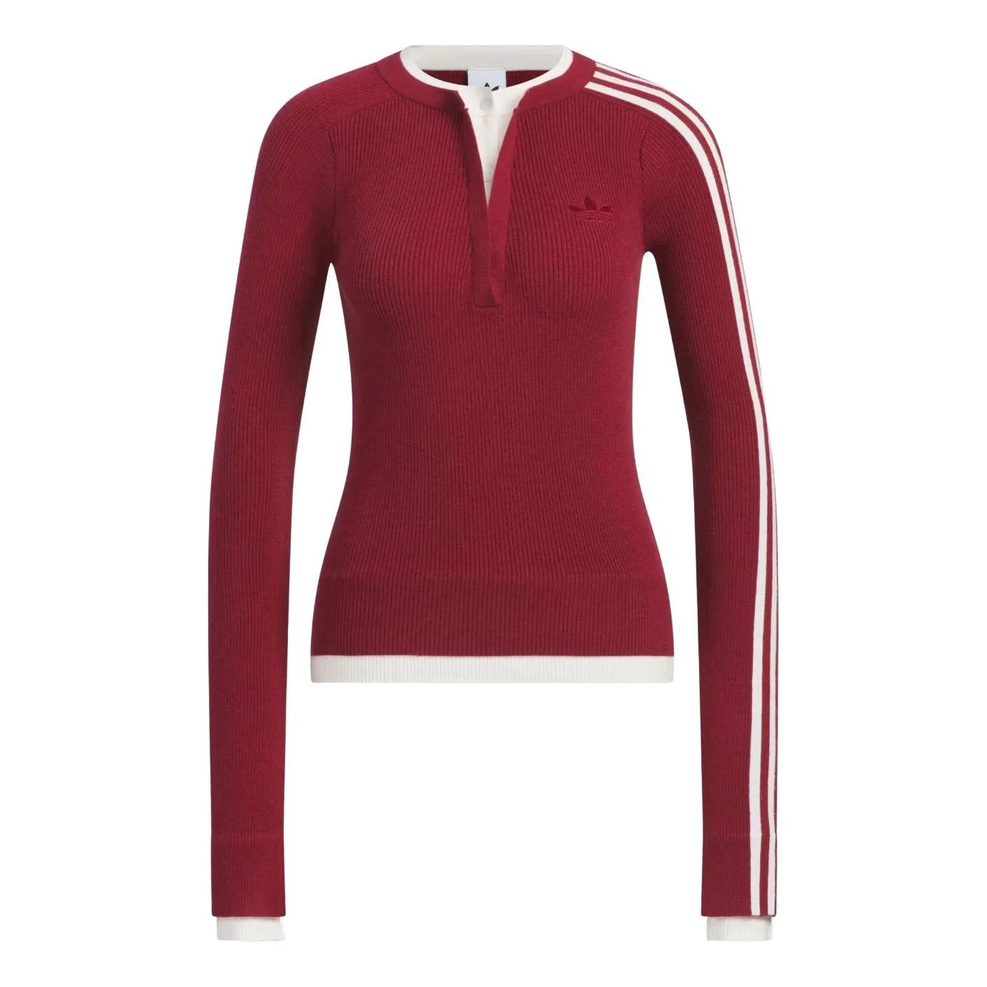 (WMNS) adidas Premium 3S Button Sweatshirt 'Collegiate Burgundy' KS5332 - 1