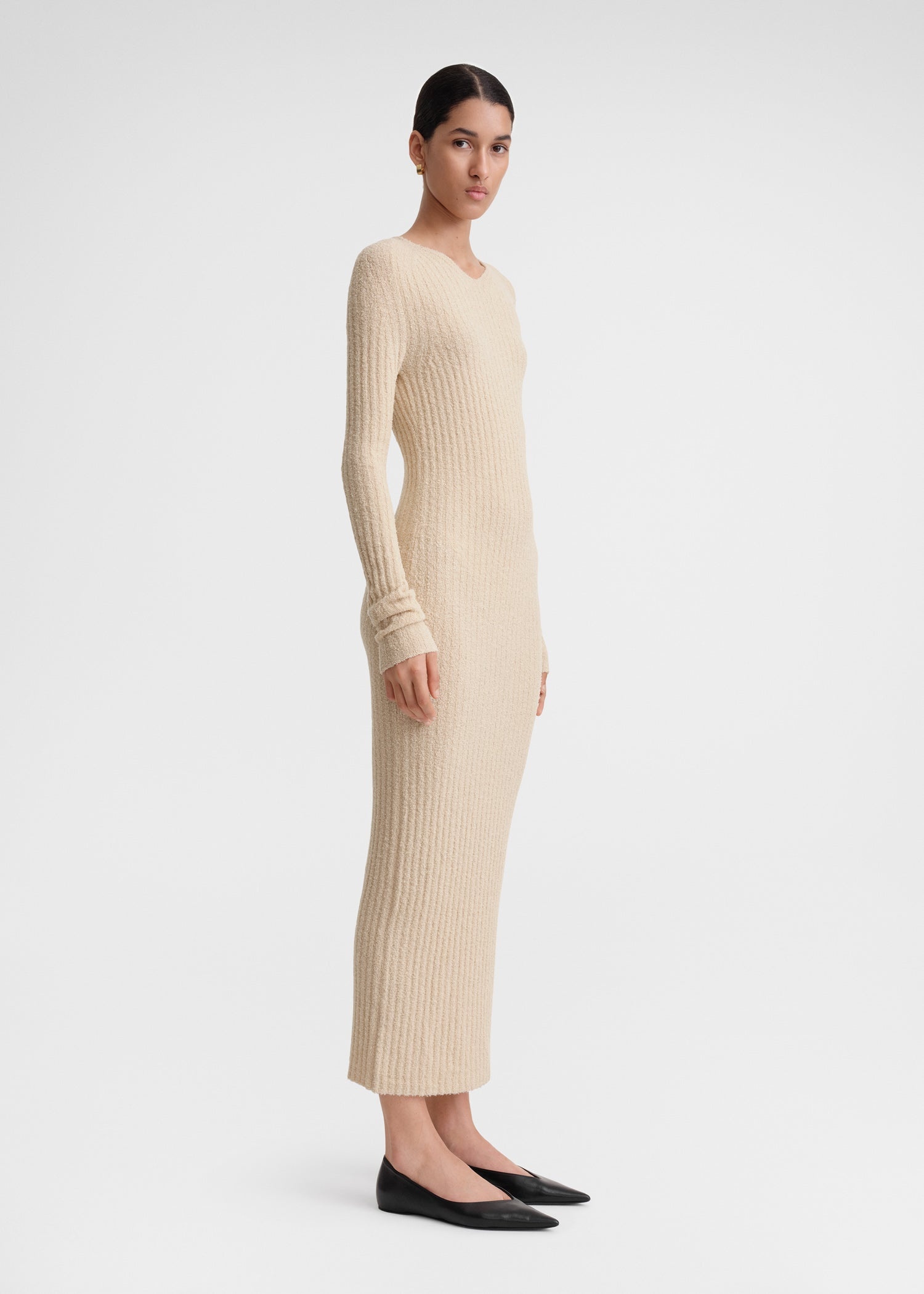 Ribbed merino blend dress cashew - 4