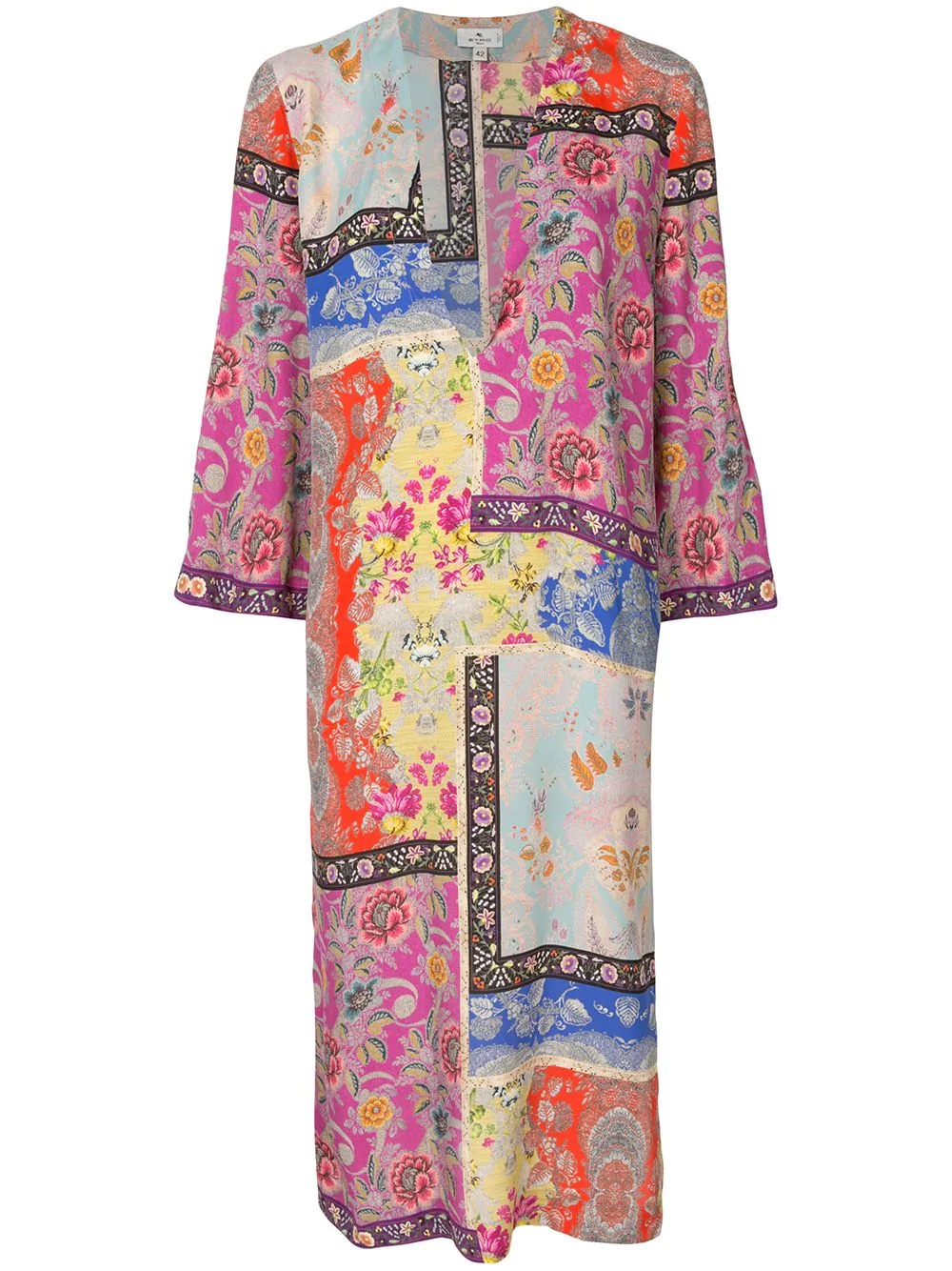 patchwork-print shift midi dress - 1