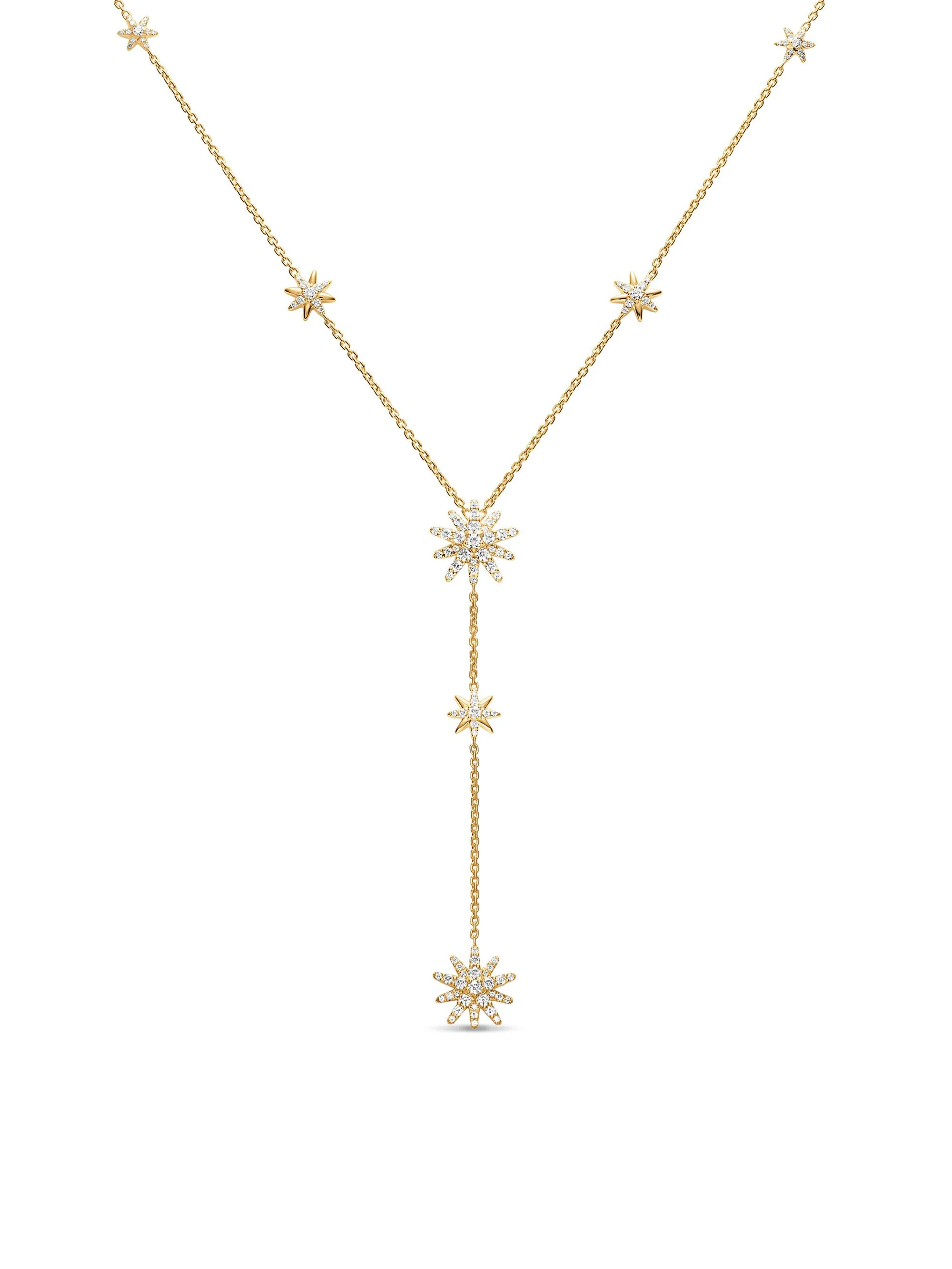 Women's Starburst Y Necklace in 18K Yellow Gold with Diamonds, 76.7MM - Diamond - 1