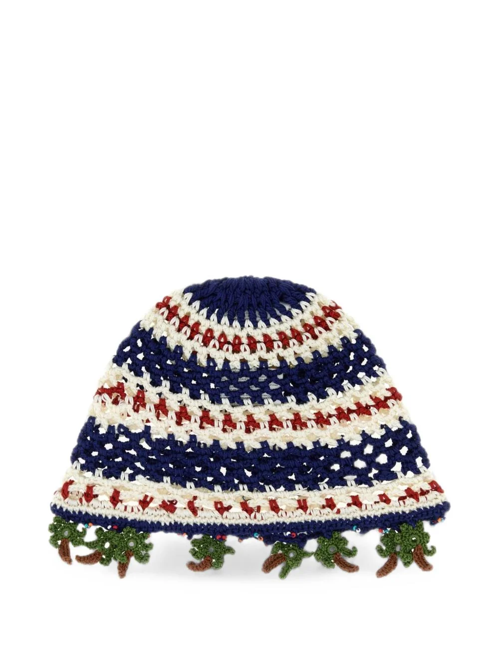 embroidered crochet beanie hat - 1