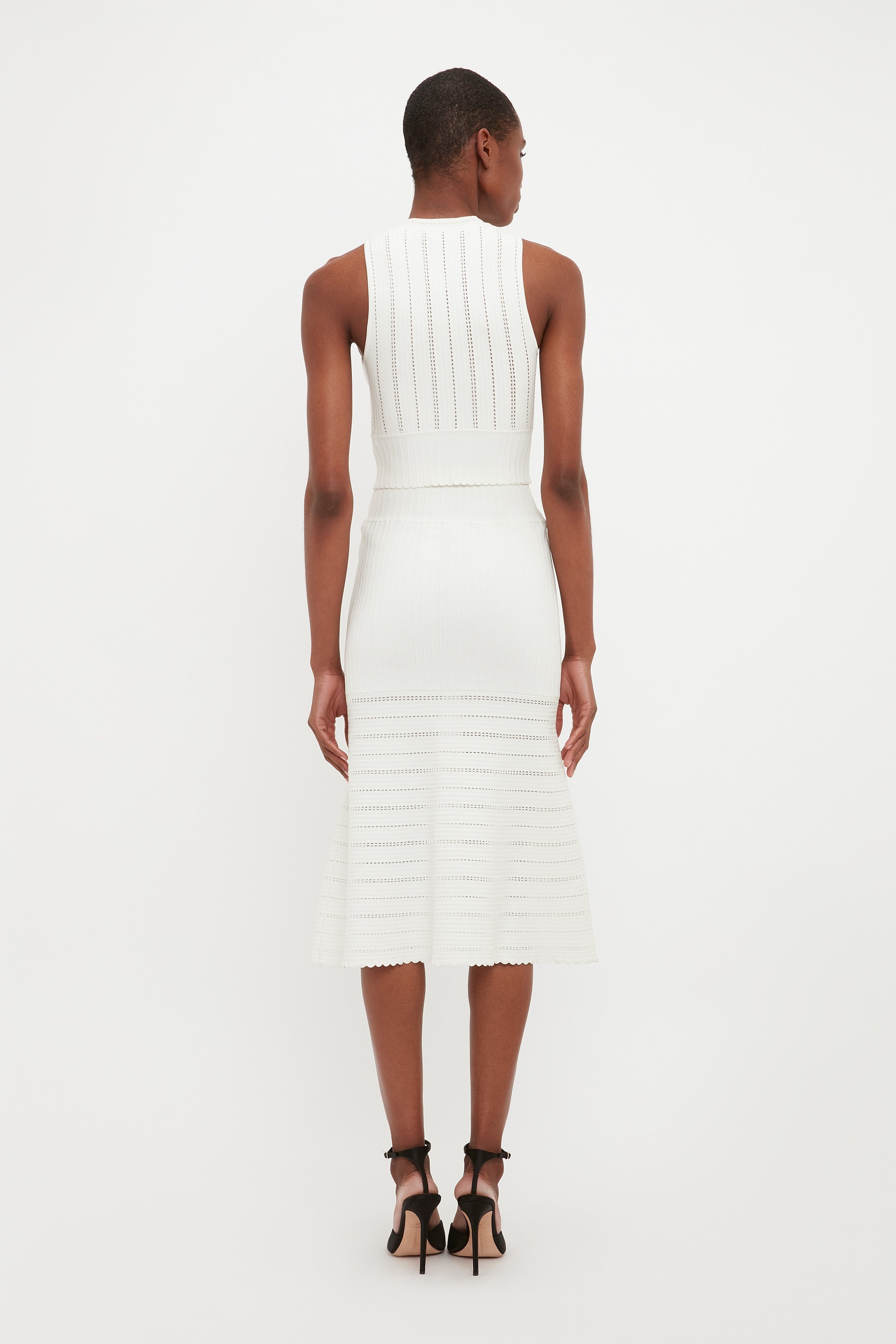 Flared Midi Skirt In White - 7