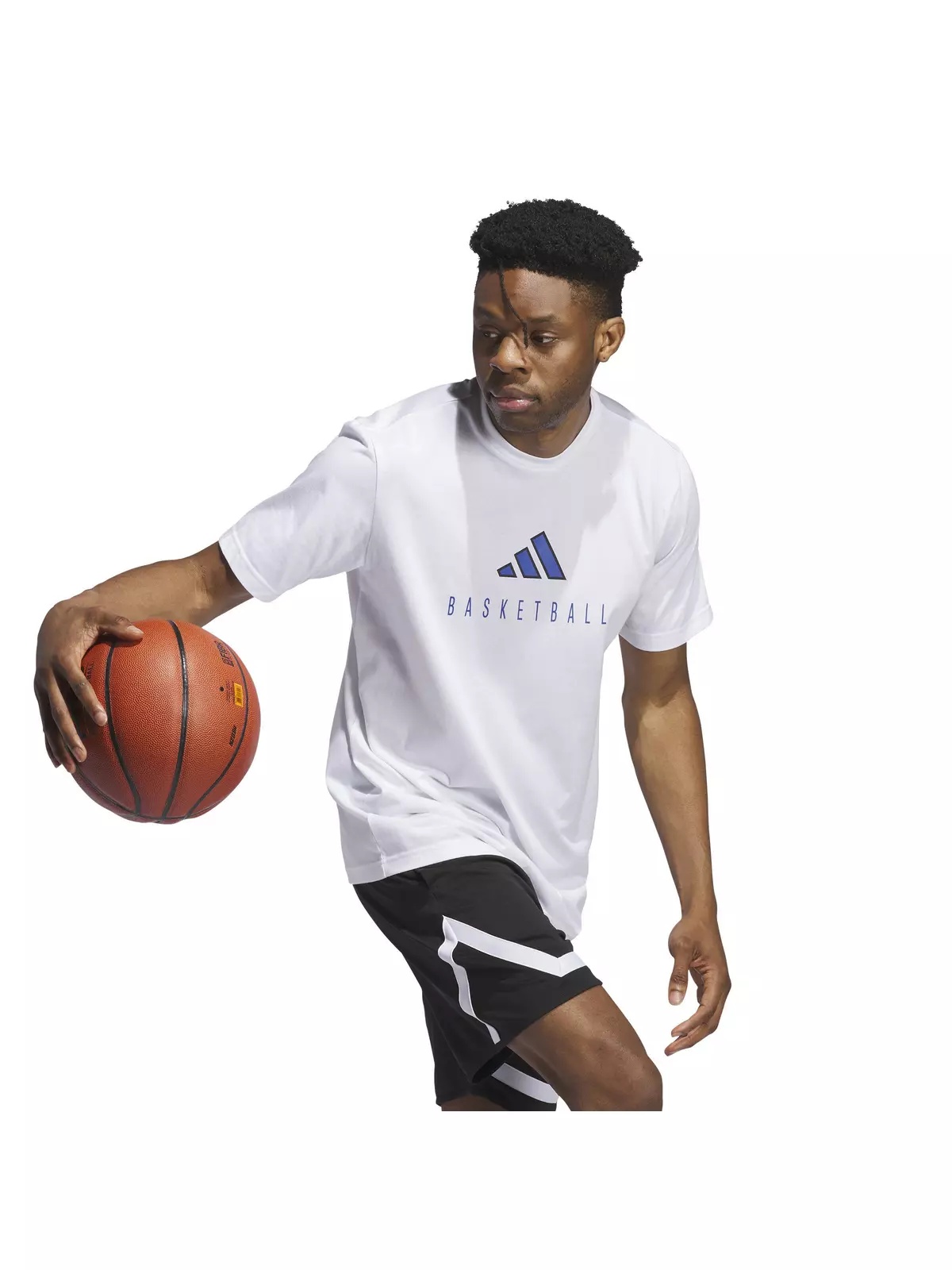 Men's Worldwide Hoops Logo Performance Graphic Basketball T-Shirt -White - 5