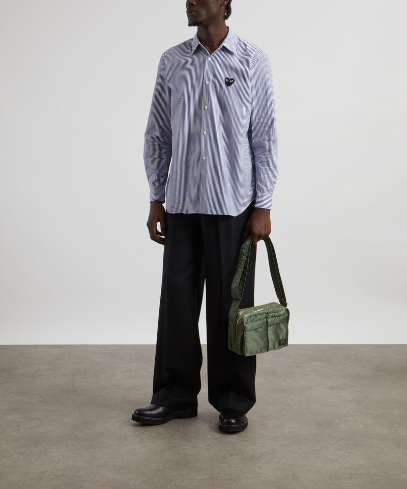 Comme des Garçons PLAY Blue Striped Black Heart Shirt outlook