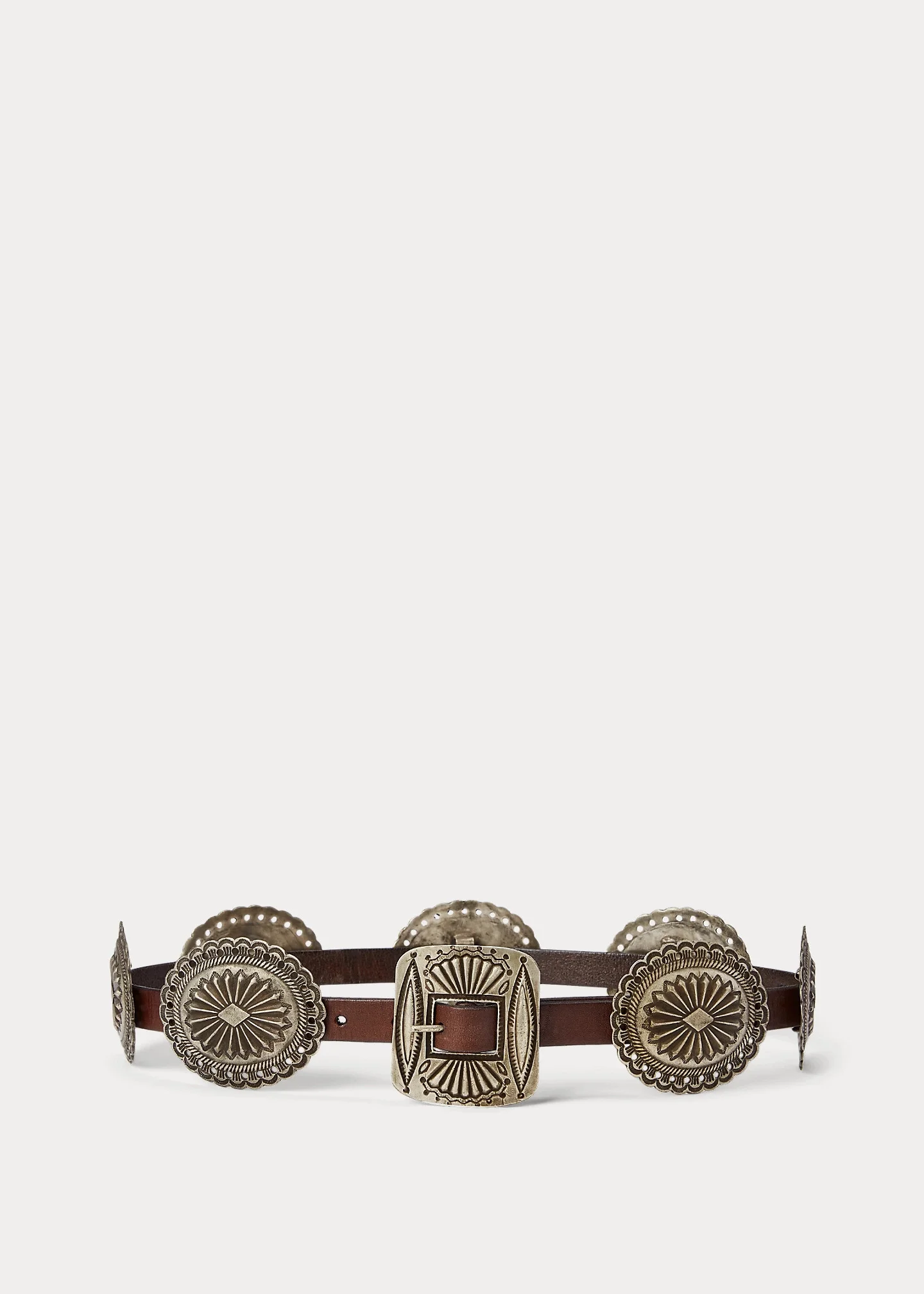 Metal-Accent Leather Belt - 1