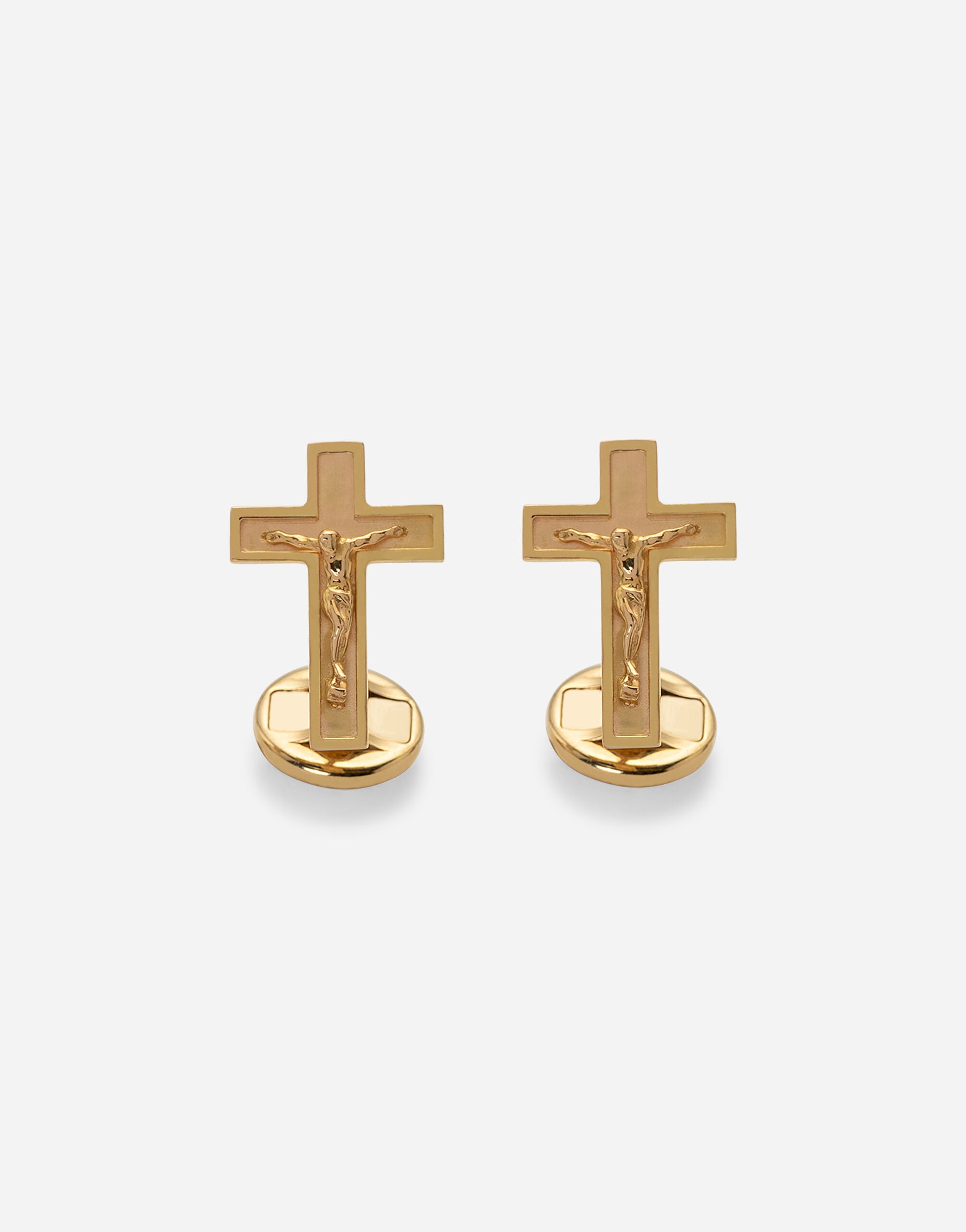 Sicily yellow gold cufflinks featuring a cross - 1