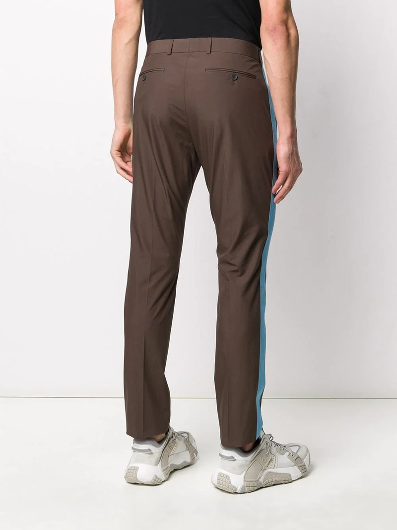 contrast tape slim-fit trousers 4
