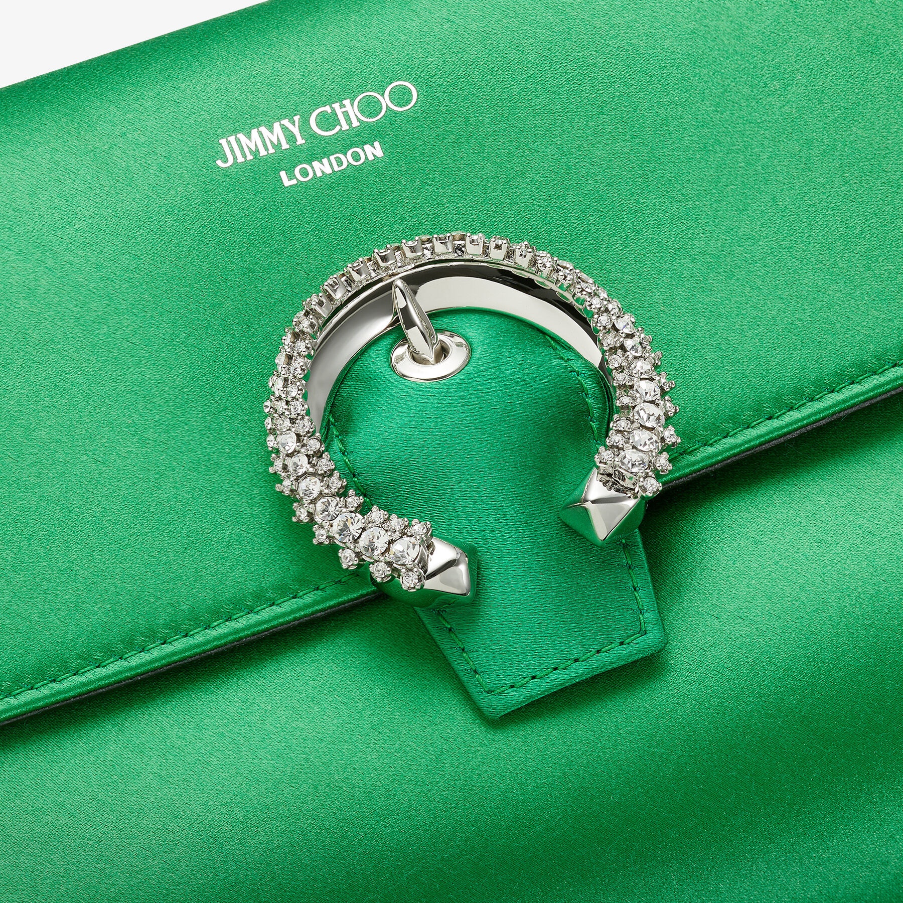 Soft Madeline
Malachite Satin Mini Bag with Crystal Buckle - 6