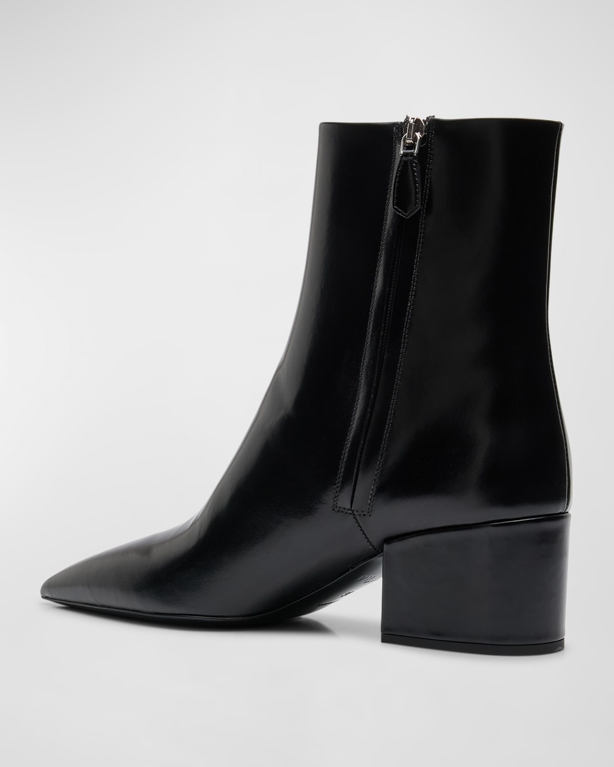 Leather Block-Heel Ankle Booties - 4