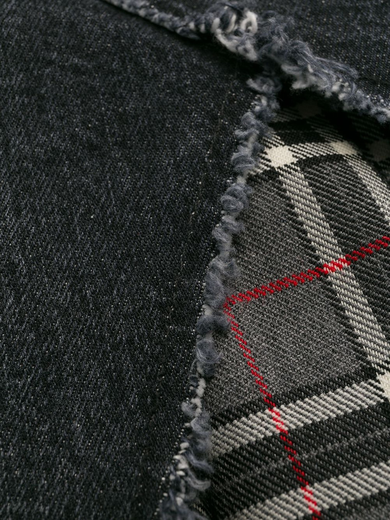 denim and plaid asymmetric skirt 6
