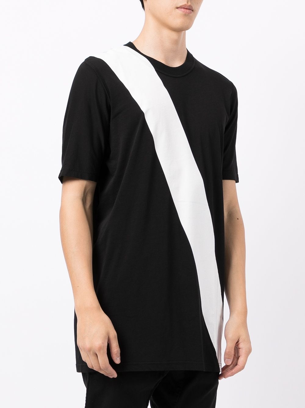 diagonal stripe contrast T-shirt - 3