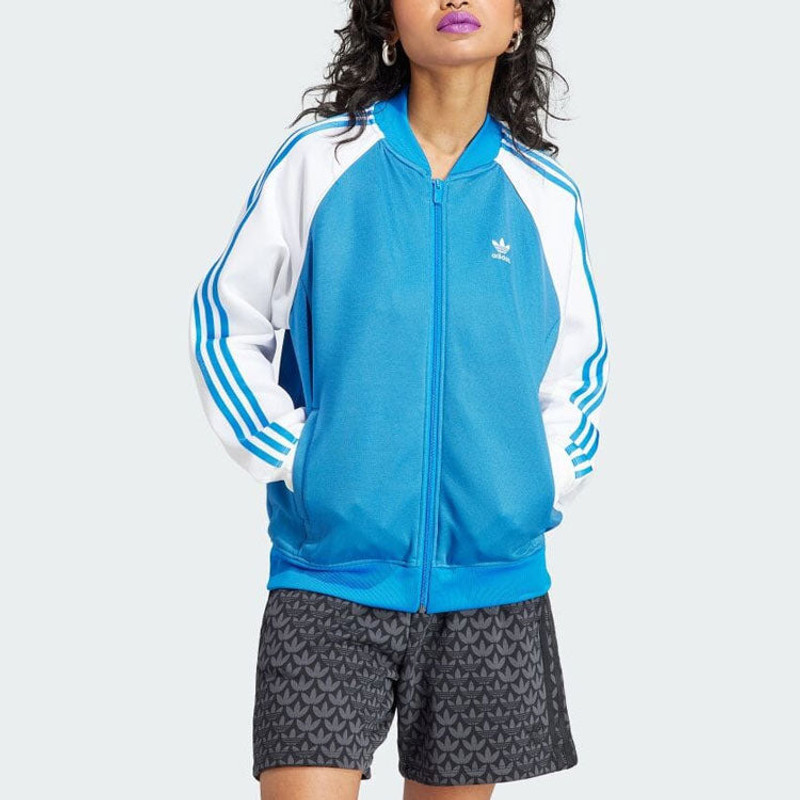 adidas (WMNS) adidas Adicolor Classics Oversized SST Track Jacket 'Blue White' II0718 outlook