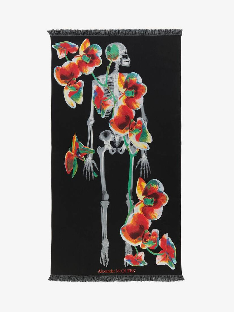 Women's Orchid Skeleton Stole in Black/red - 1