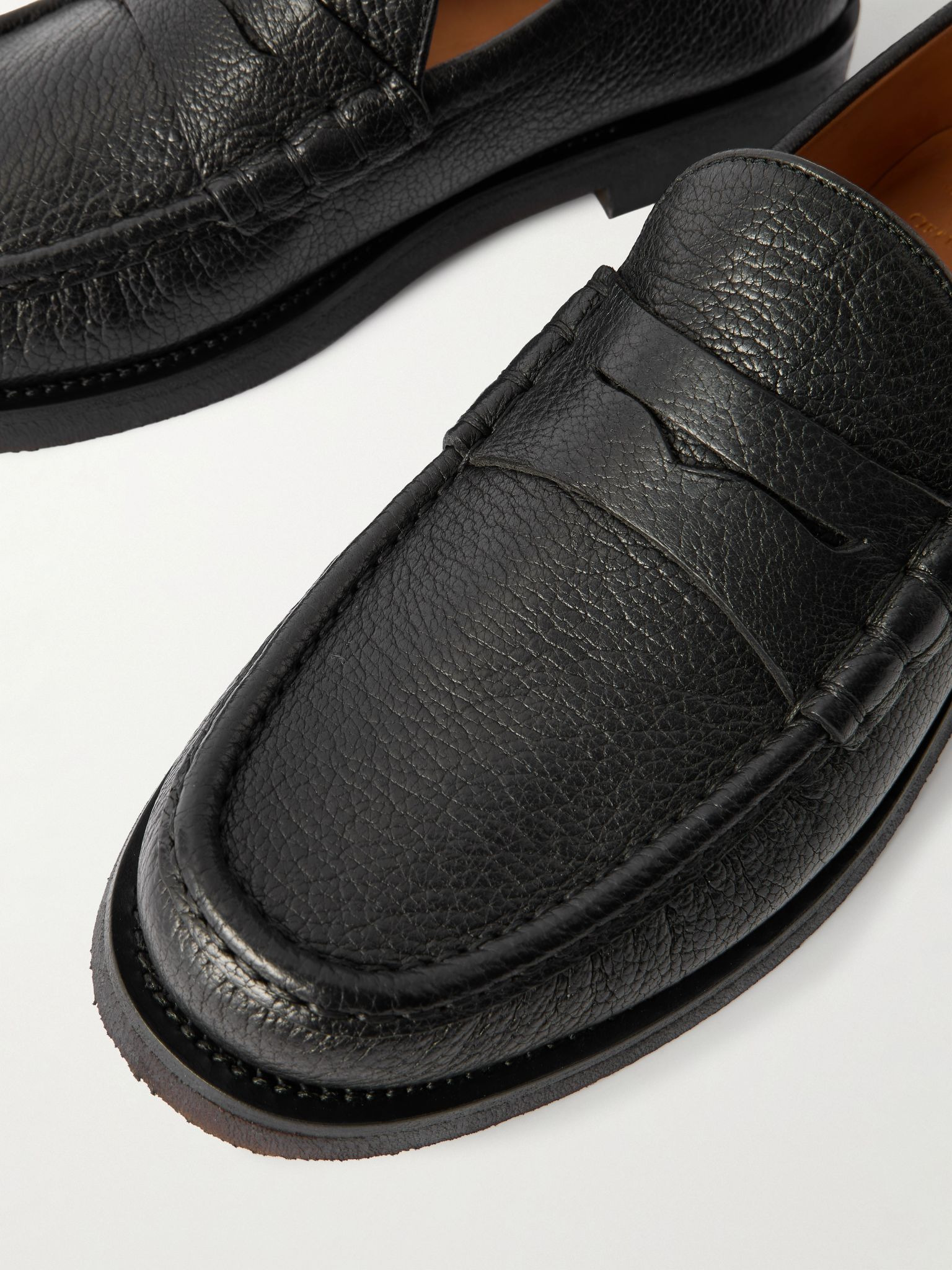 Balfron Flexi 001 Full-Grain Deerskin Penny Loafers Black - 5