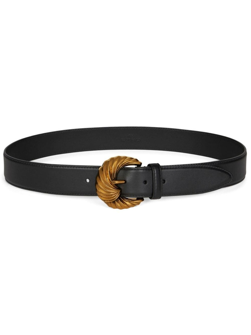 embossed-buckle leather belt 1