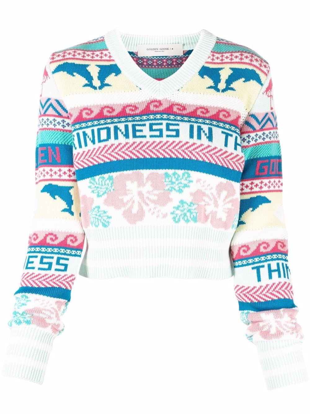 patterned knit cropped jumper - 1