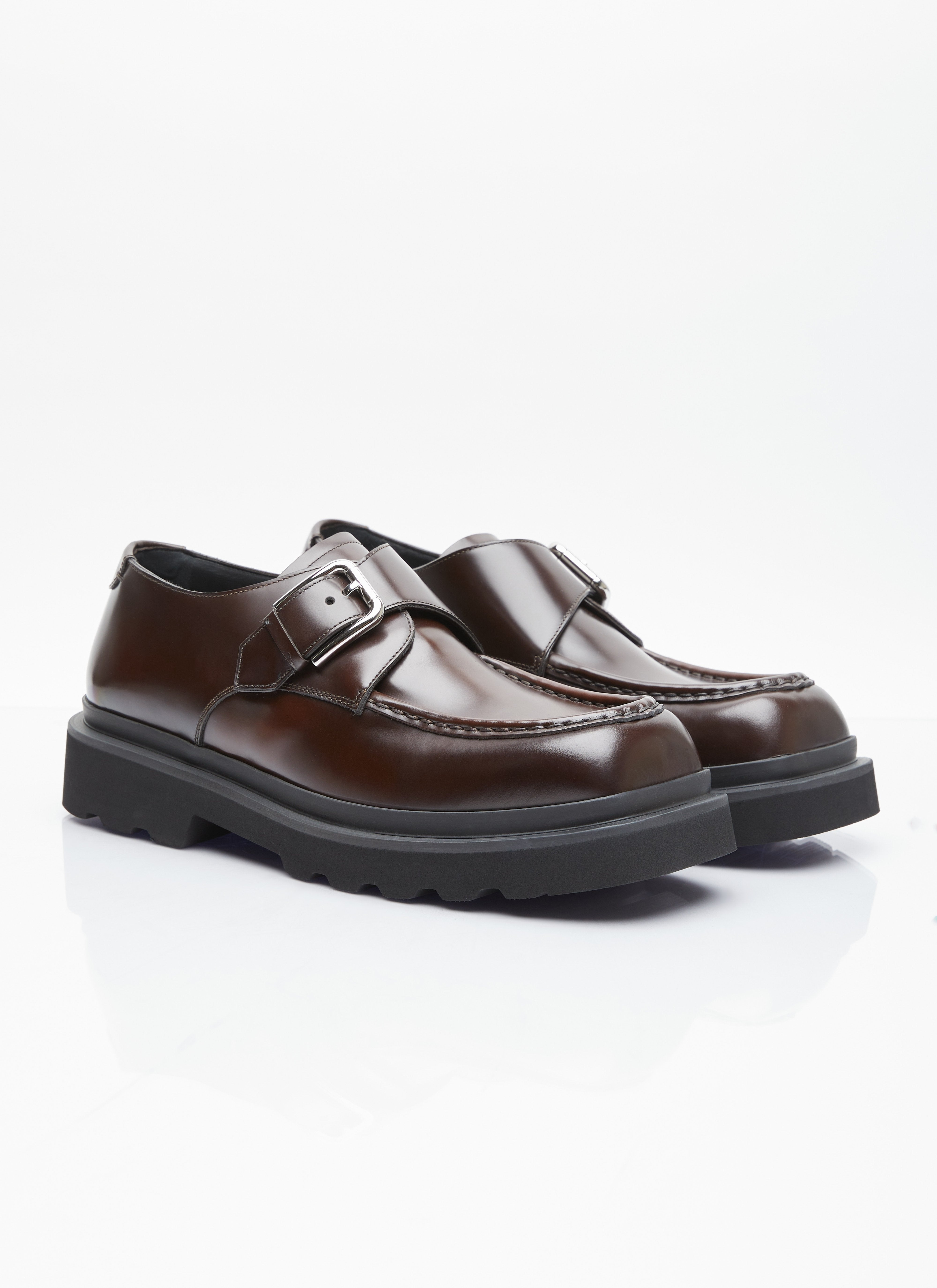 Dolce & Gabbana Men Brushed Leather Monkstrap Shoes - 4