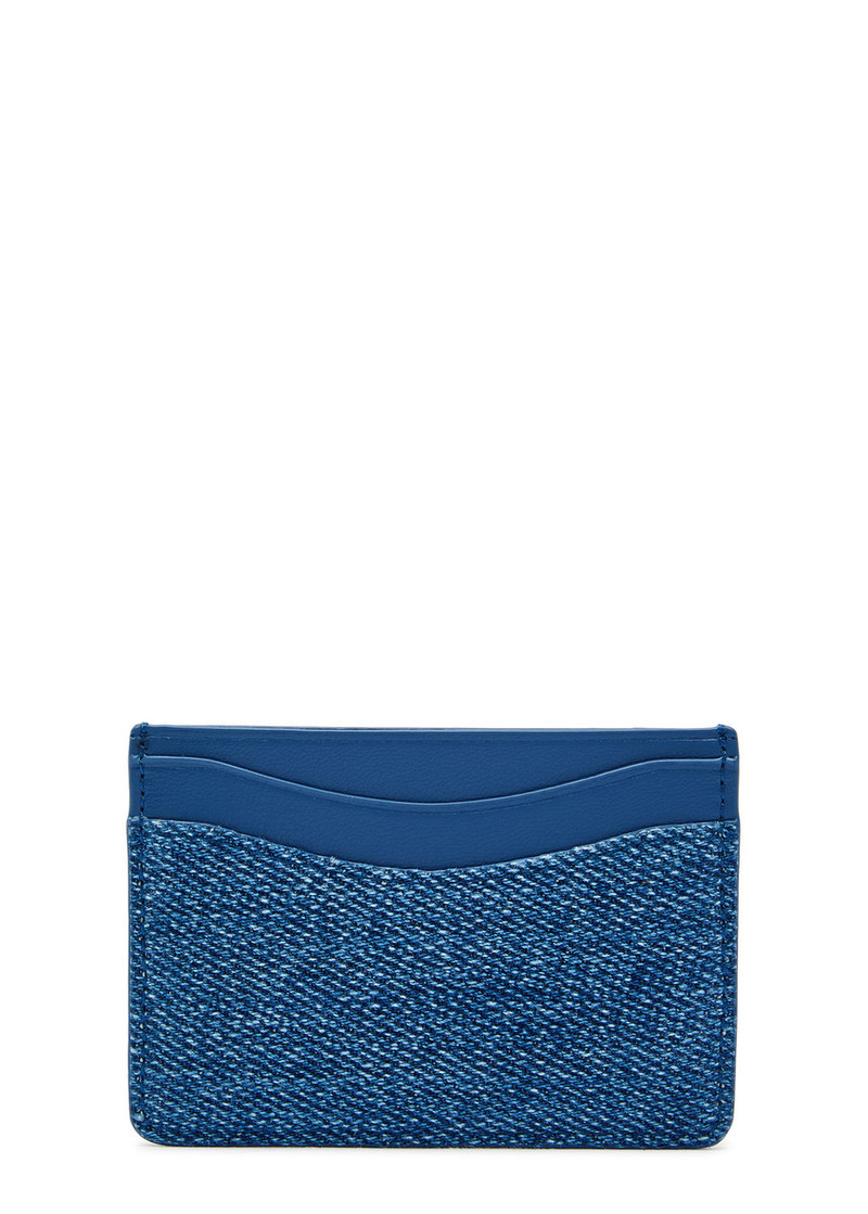 GANNI Ganni Embellished Leather and Denim Card Holder outlook