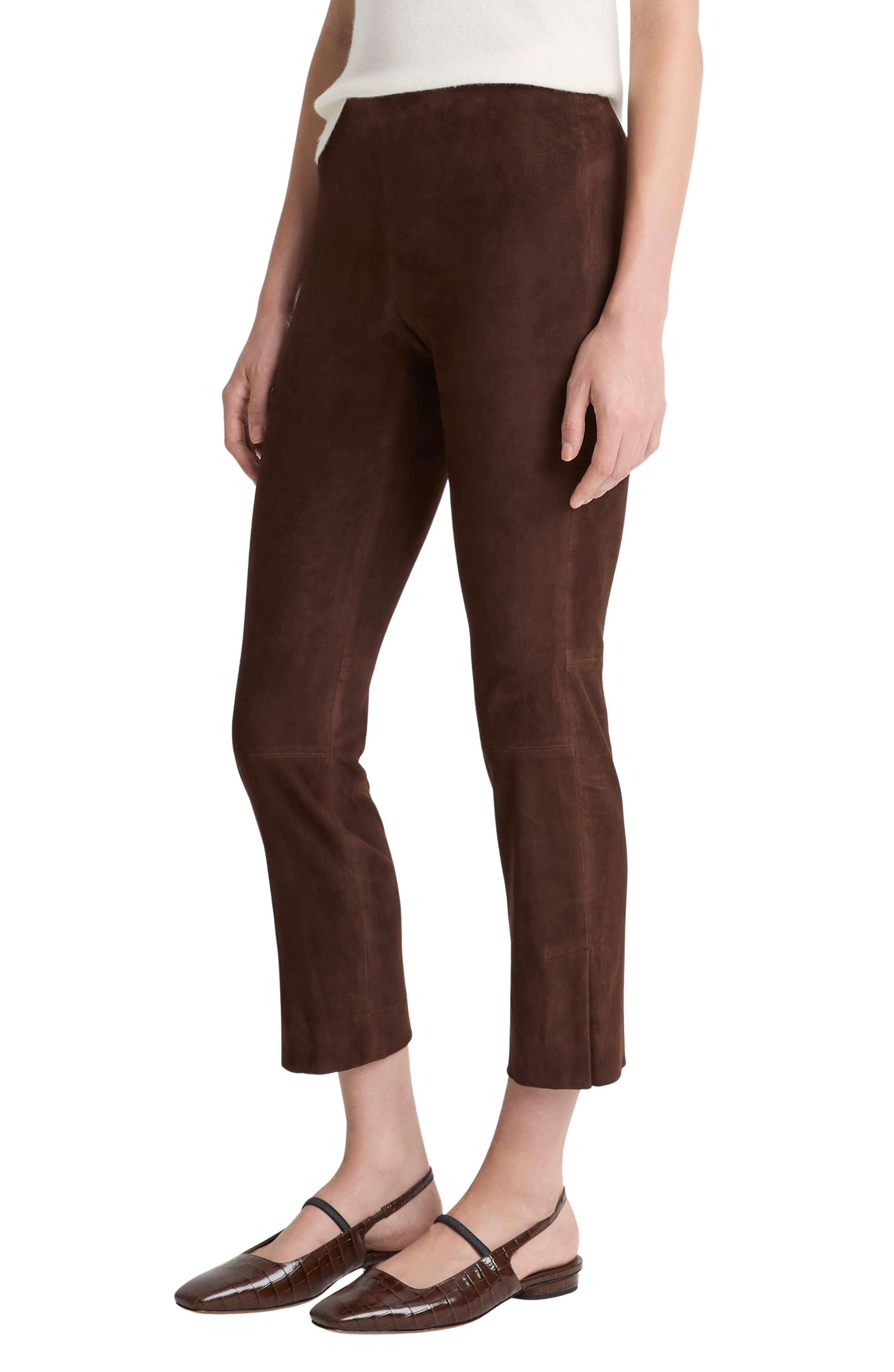 Vince Suede Split Hem Crop Pants in Chocolate at Nordstrom - 3