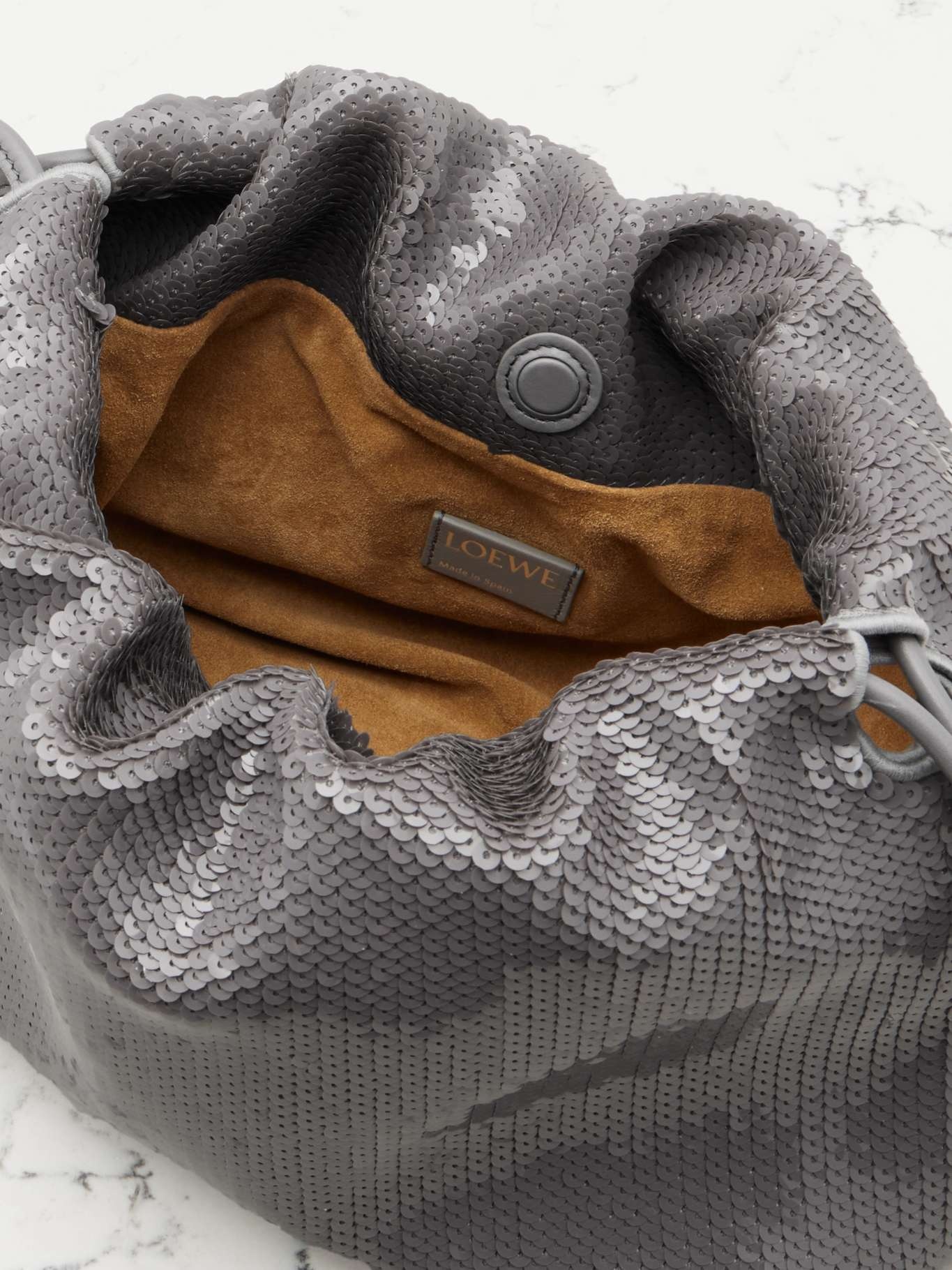 Flamenco sequined leather clutch Gray - 5