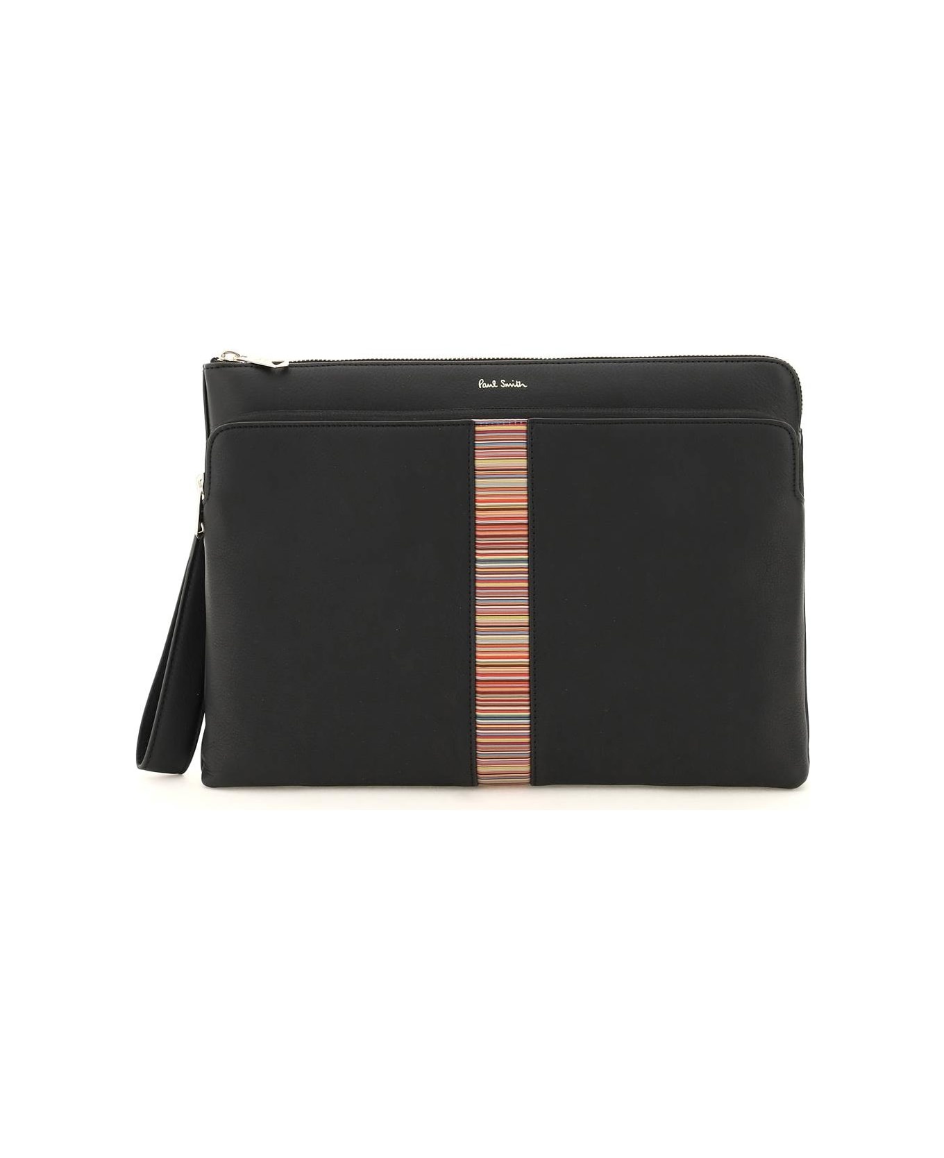 Signture Stripe Leather Pouch - 1