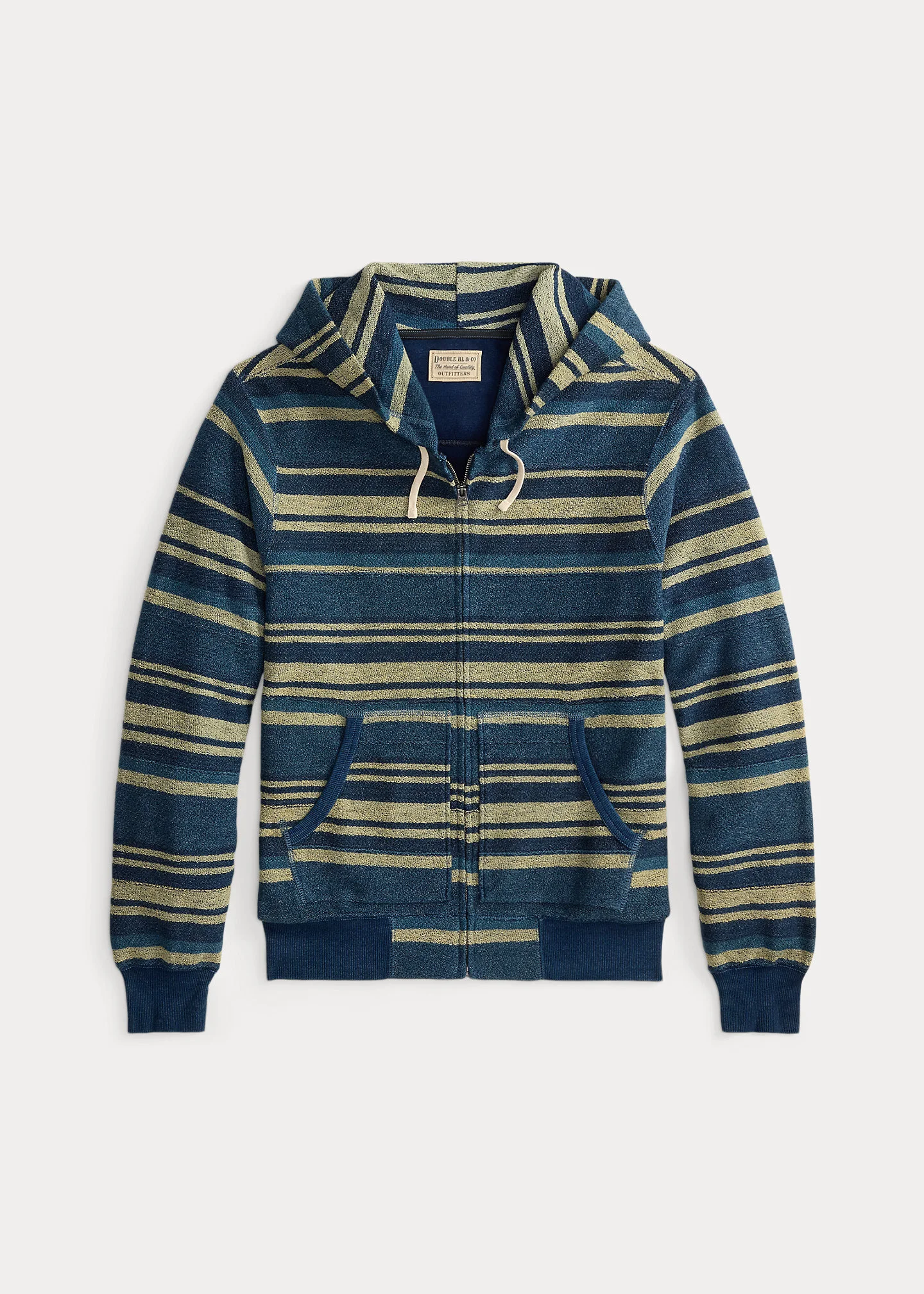 Indigo Striped Reverse-Terry Hoodie - 1