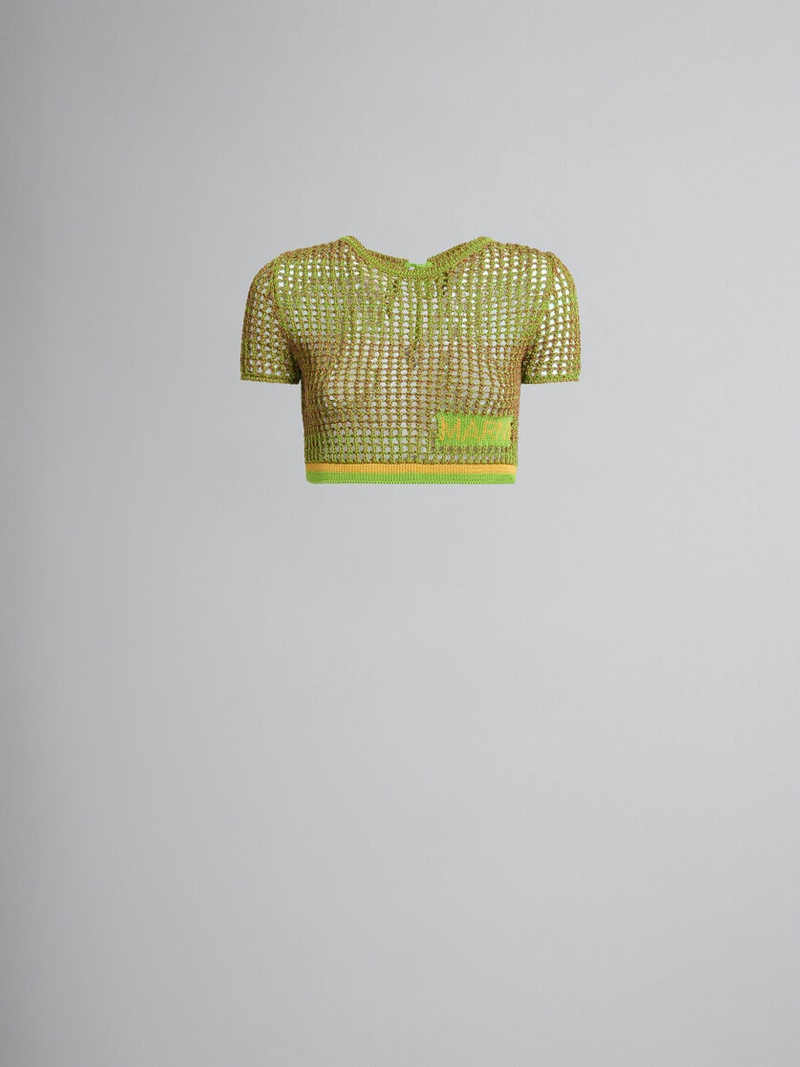 Marni GREEN ORGANIC COTTON NET T-SHIRT outlook