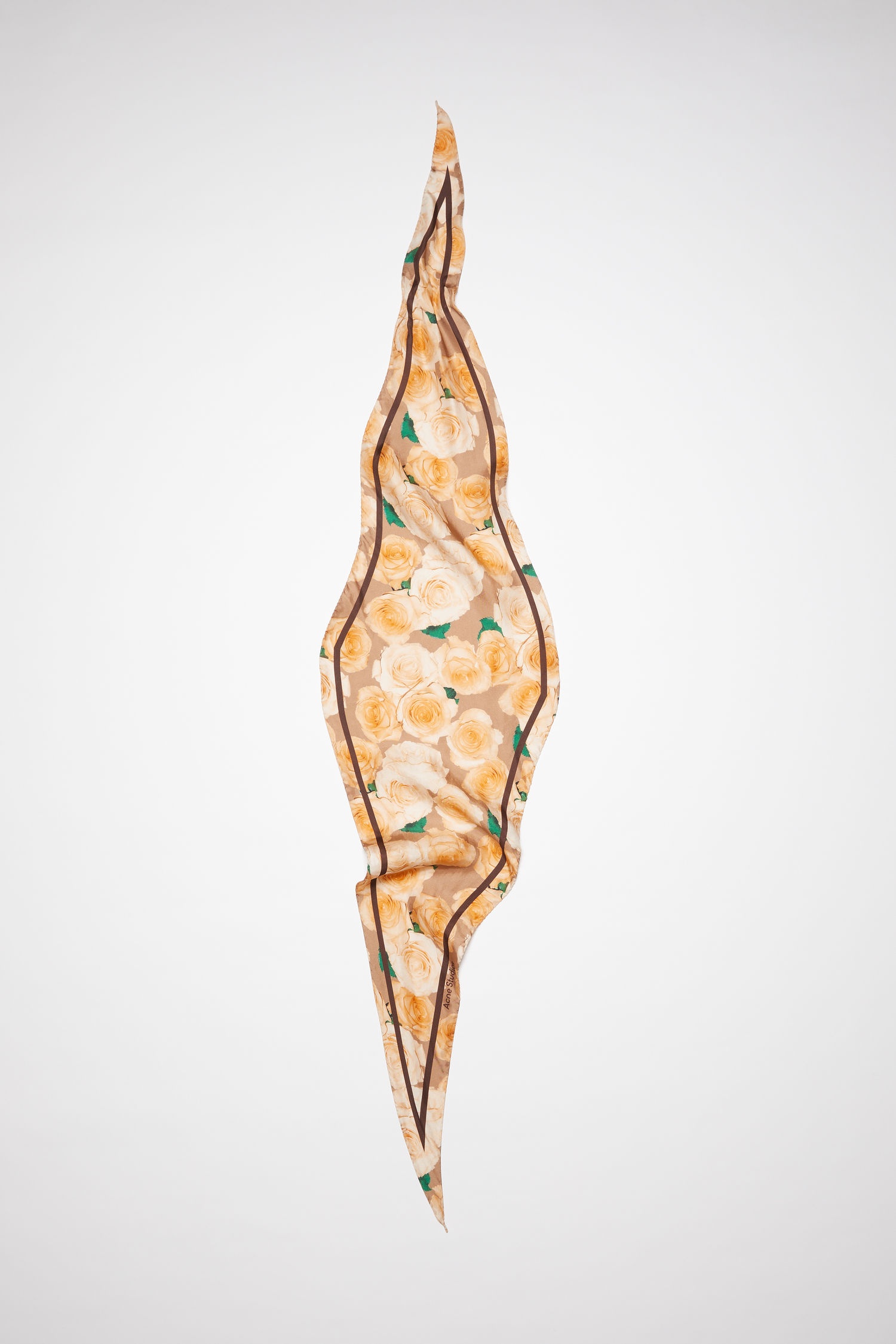 Rose print silk scarf - Peach orange - 1