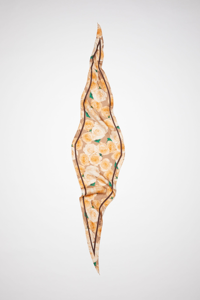 Rose print silk scarf - Peach orange 1