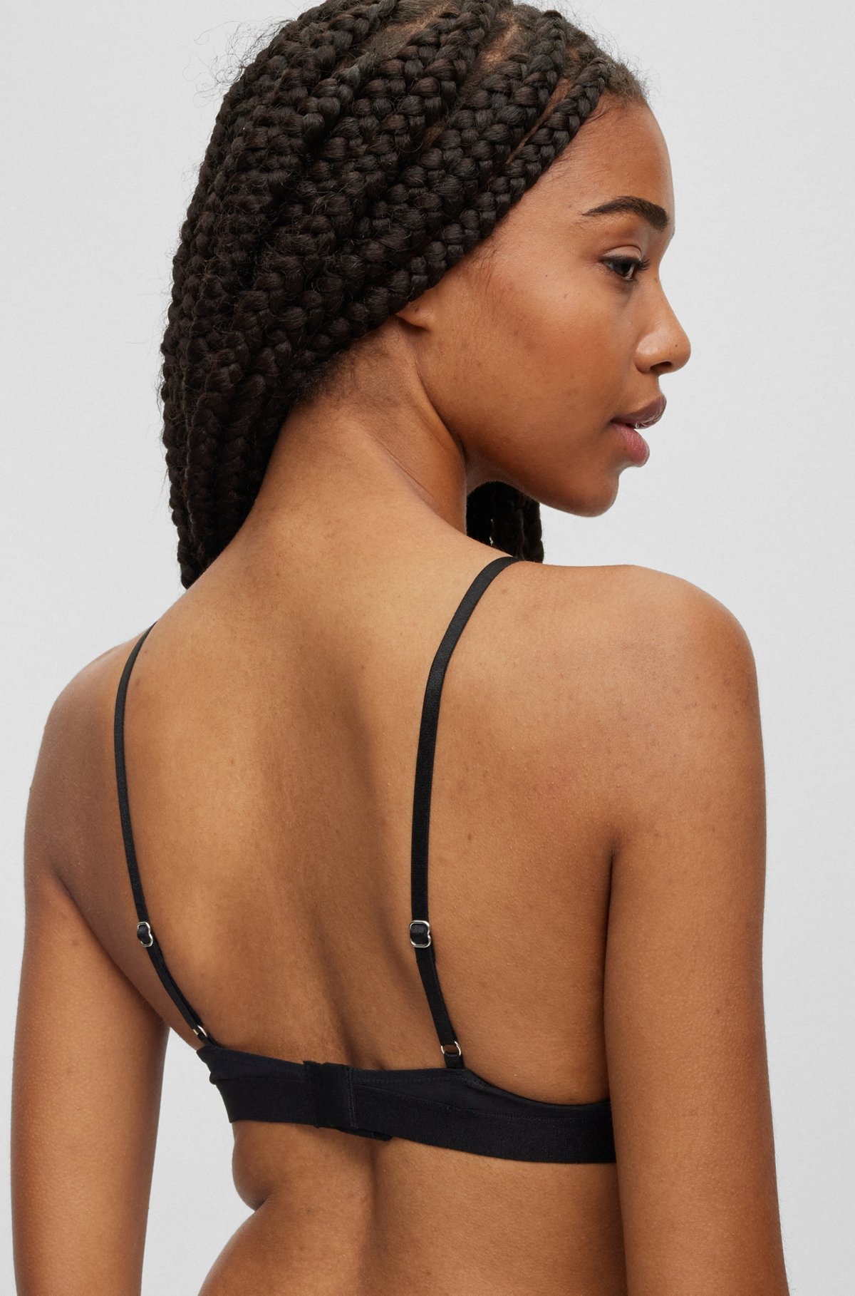 VELVET-DETAIL TRIANGLE BRA WITH LOGO WAISTBAND - 5