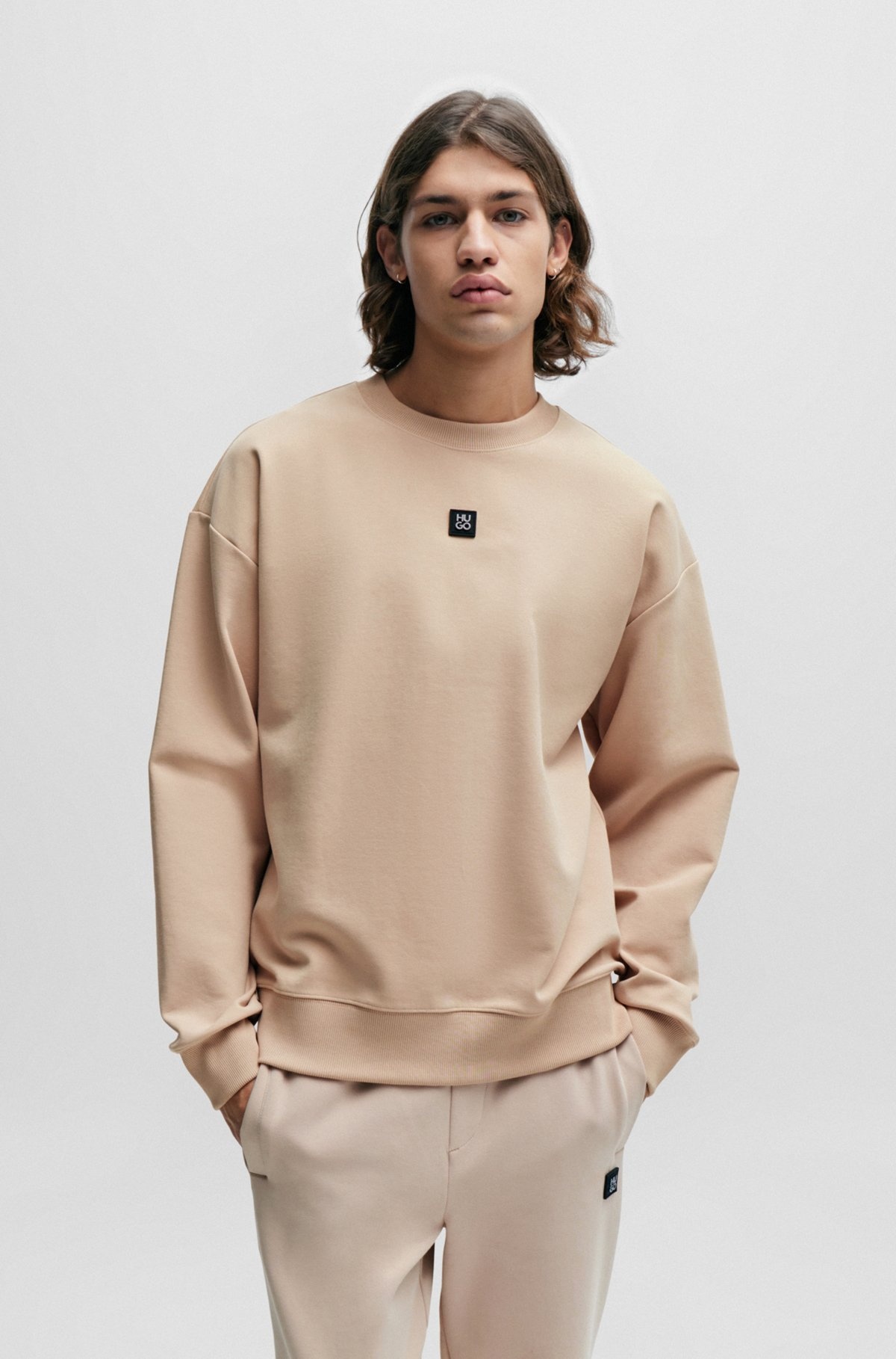 STRETCH-COTTON REGULAR-FIT SWEATSHIRT WITH STACKED LOGO - 2