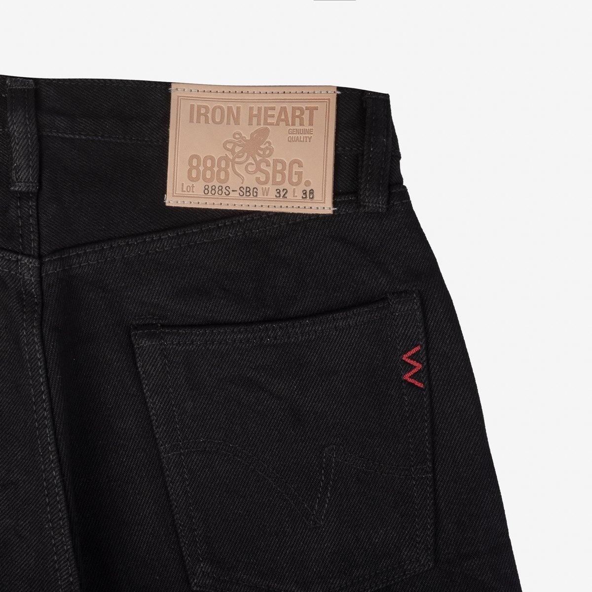 IH-888S-SBG 21oz Selvedge Denim Medium/High Rise Tapered Cut Jeans -  Superblack (Fades To Grey) - 5