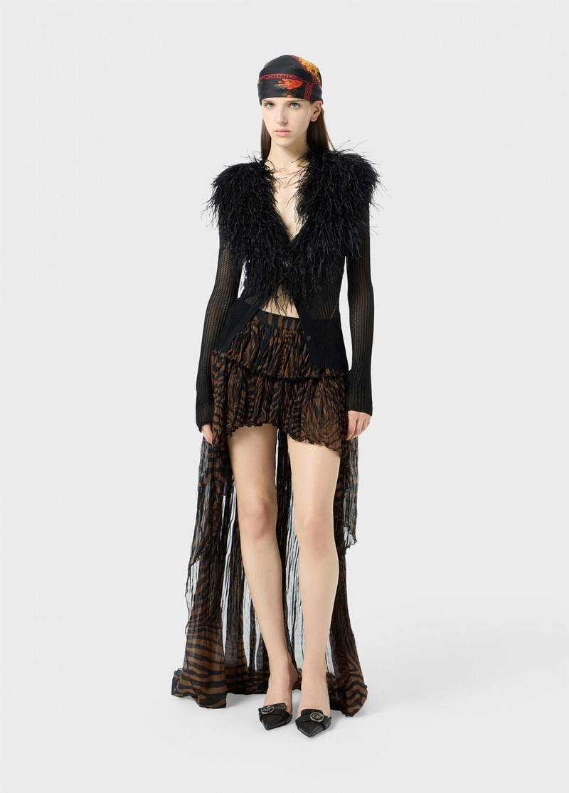 KNIT CARDIGAN WITH FEATHERED NECK 5