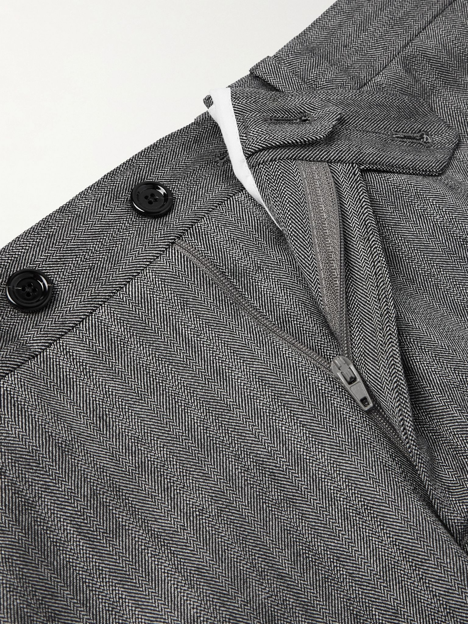 Straight-Leg Herringbone Virgin Wool-Blend Trousers Gray - 6