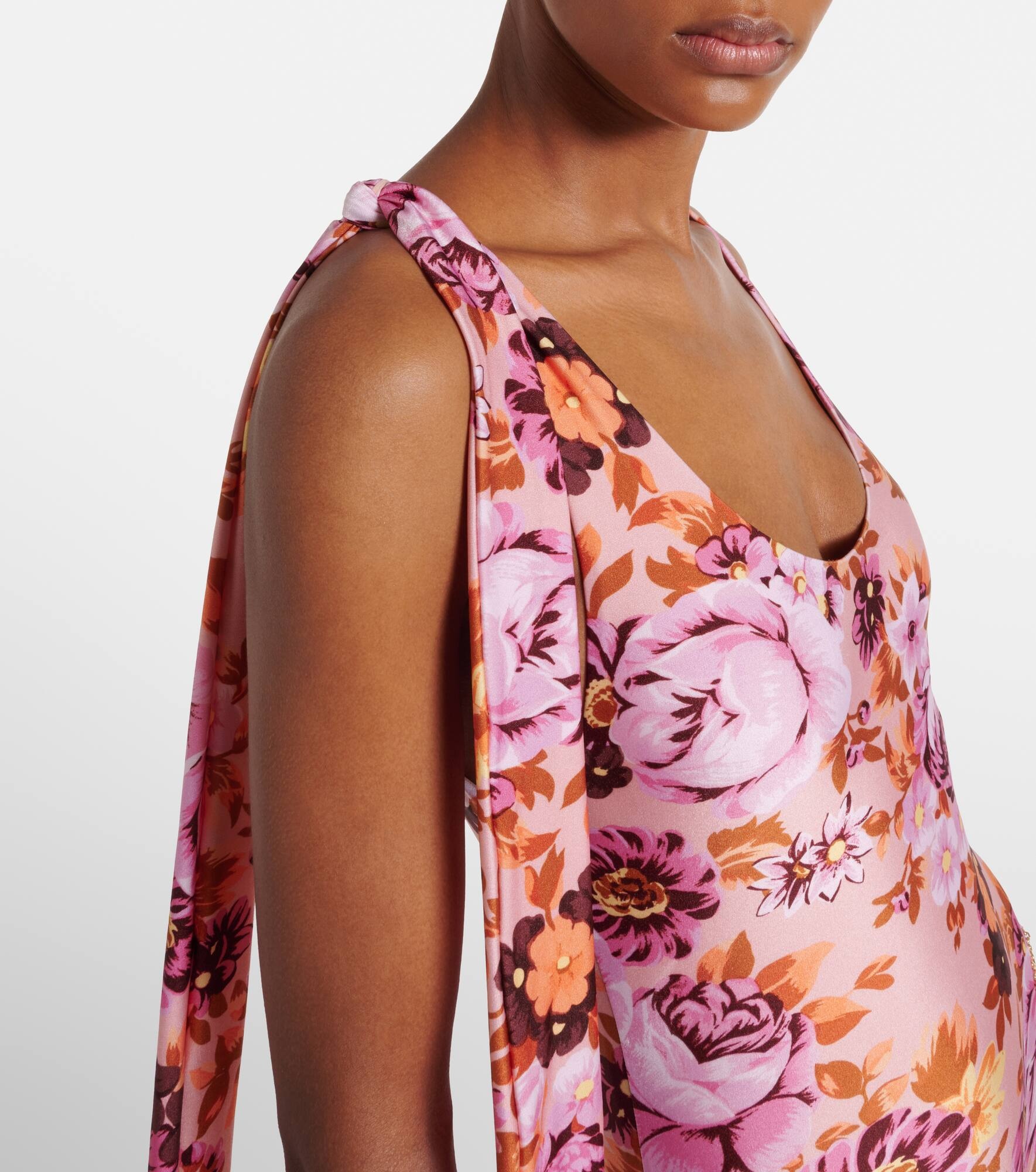 Floral knot-detail swimsuit - 4