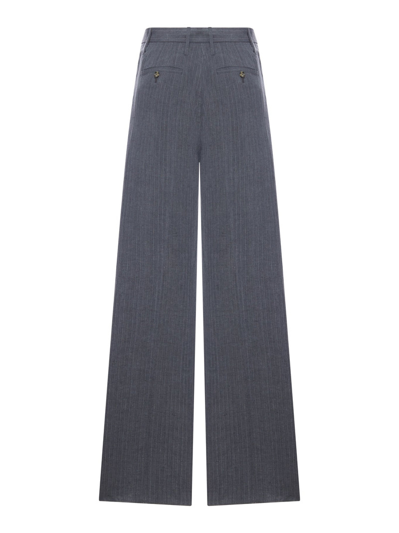 LARDINI TAILORED PINSTRIPE LINEN PALAZZO TROUSERS WITH BELT outlook