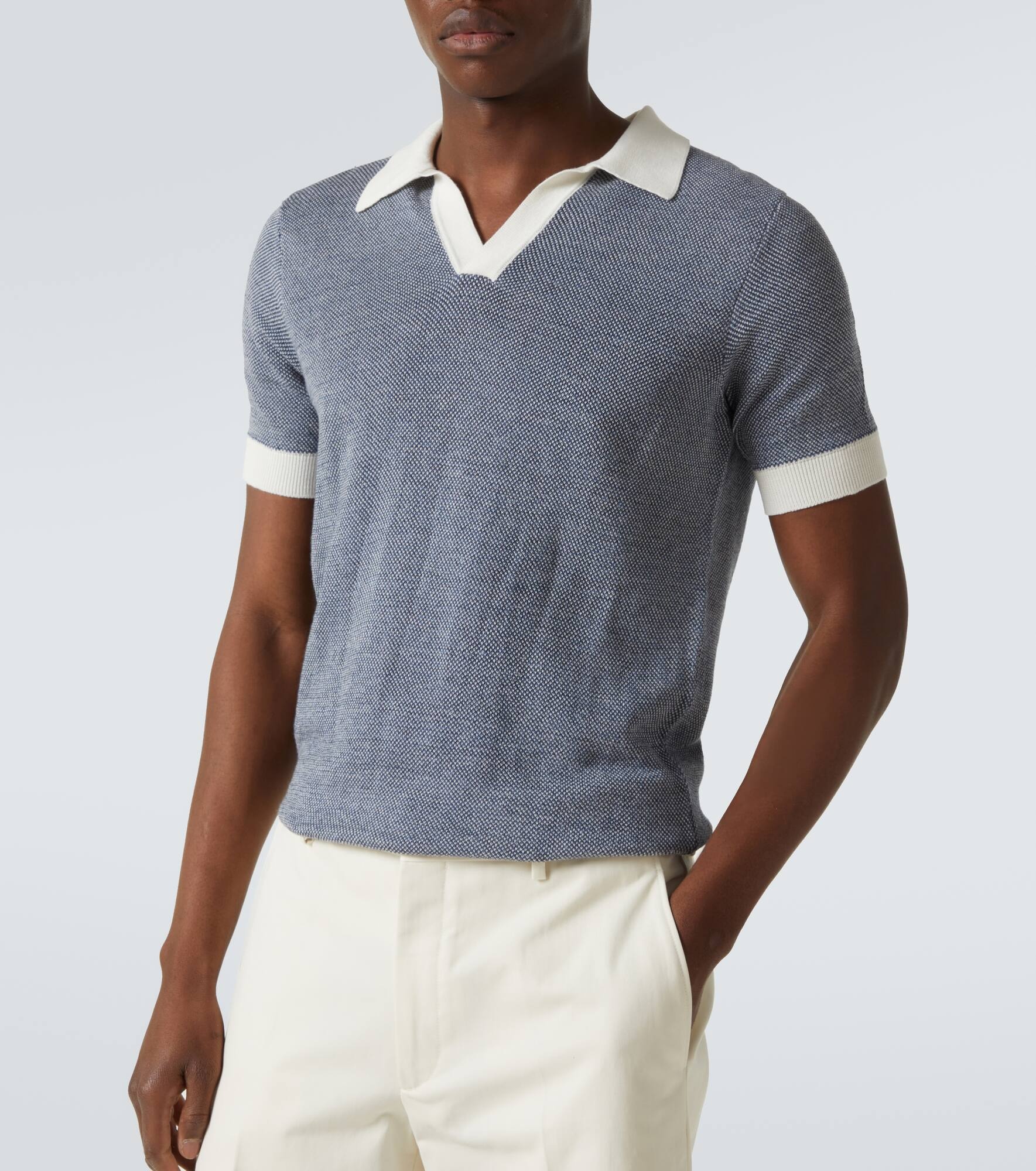 Cotton and linen polo shirt - 5