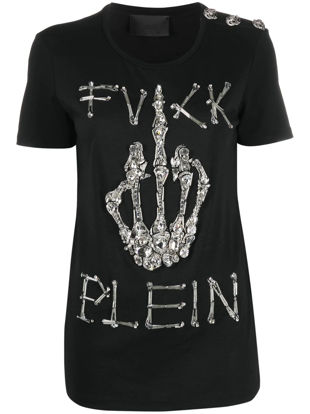 crystal-embellished skeleton T-shirt - 1