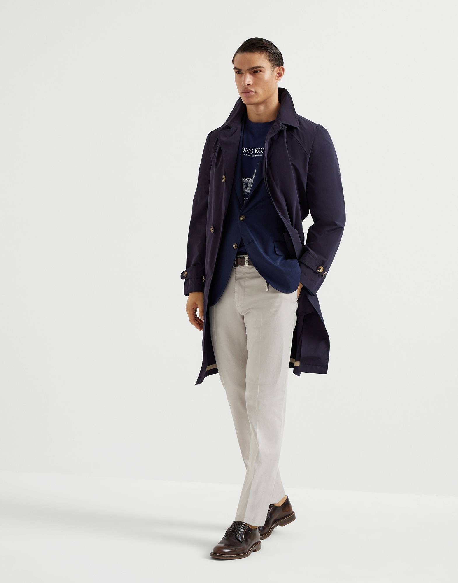 Garment-dyed Italian fit trousers in American Pima comfort cotton gabardine - 4