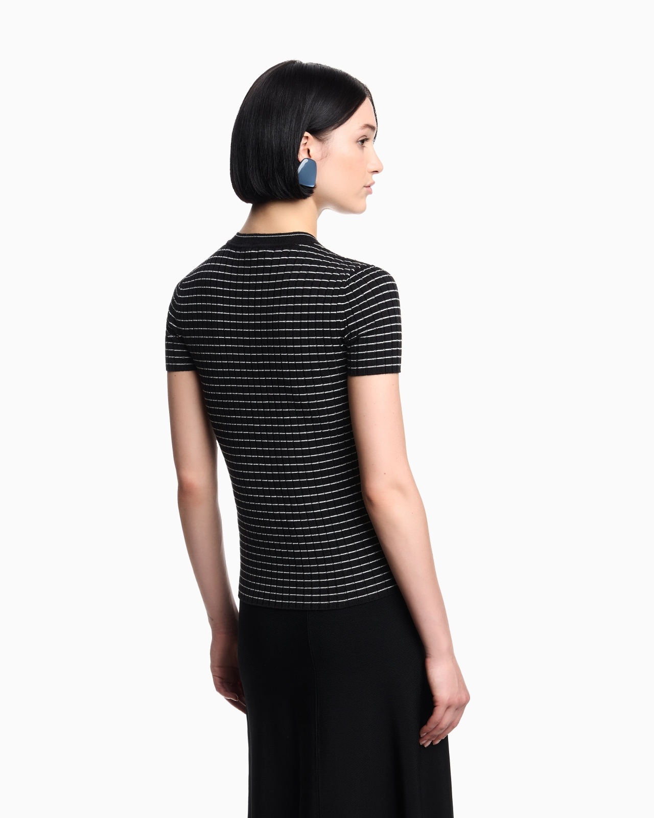 RIBBED T-SHIRT WITH STRIPED MOTIF - 3