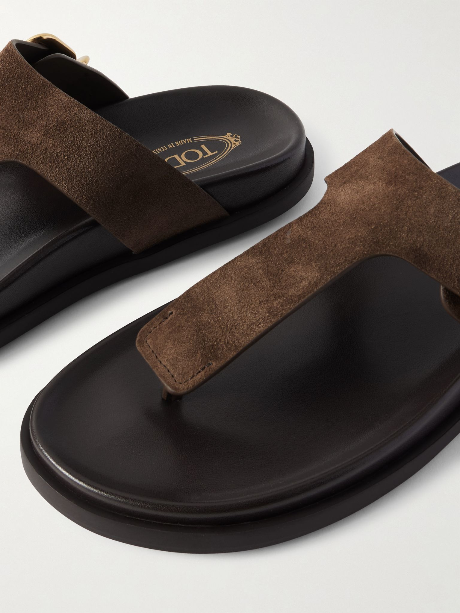 Buckled suede sandals Dark brown - 4