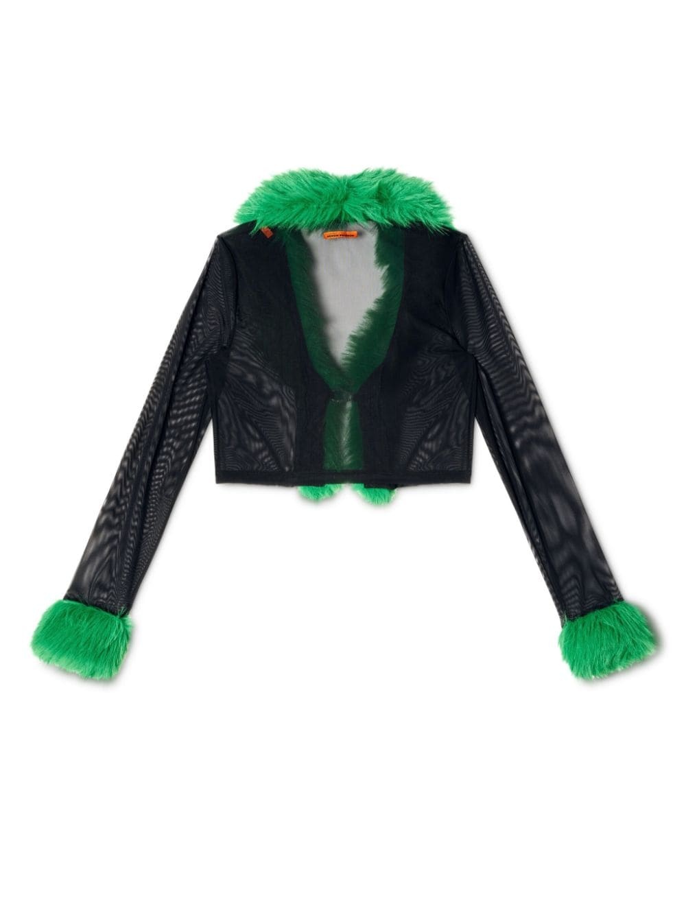 faux-fur mesh cardigan - 6