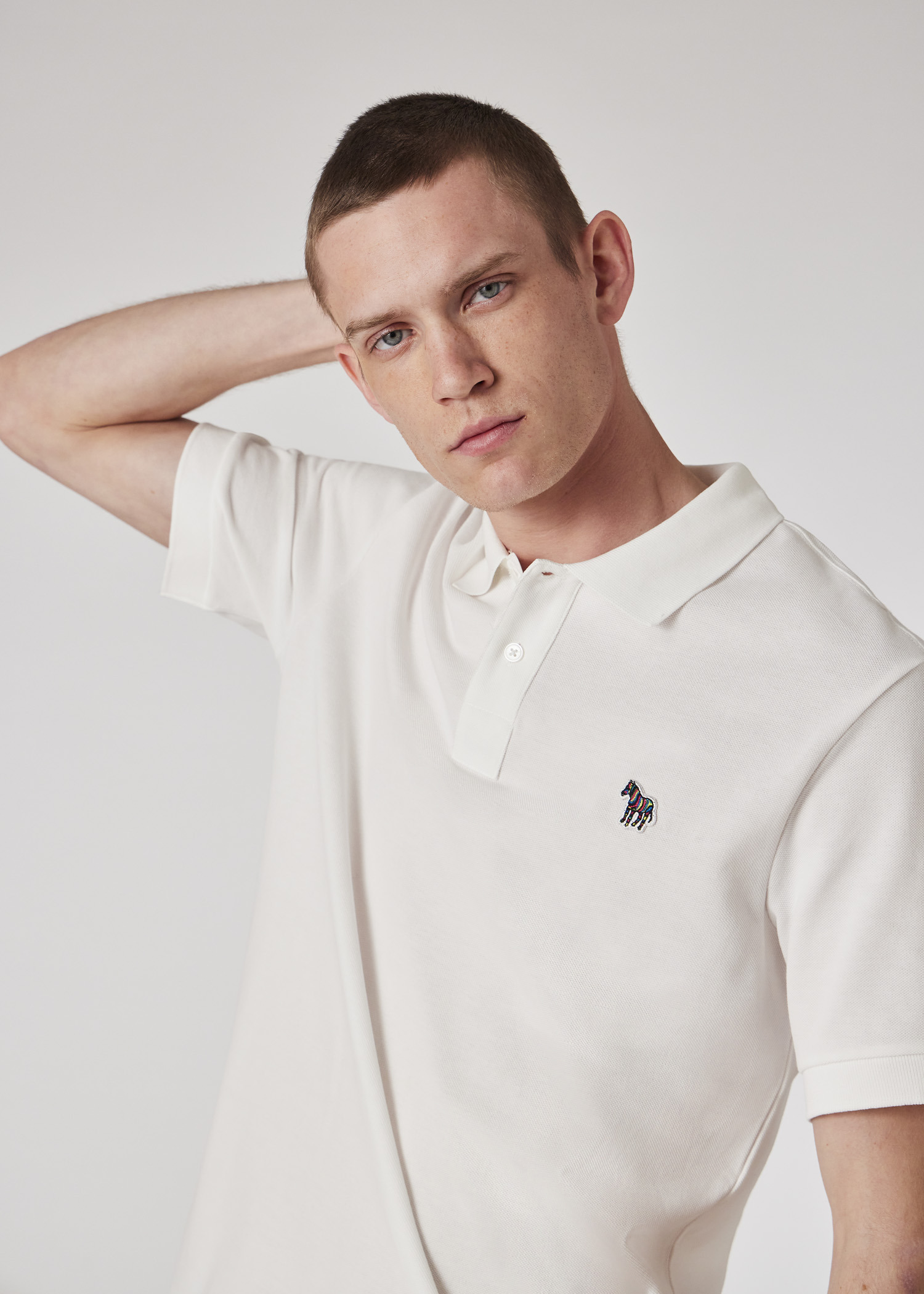 White Cotton-Piqué Zebra Logo Polo Shirt - 4