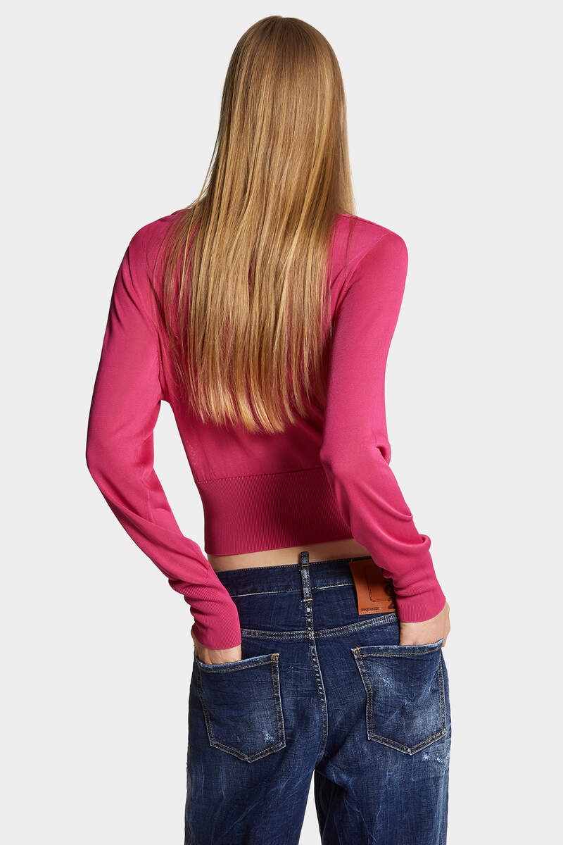 DRAPED V-NECK PULLOVER - 4
