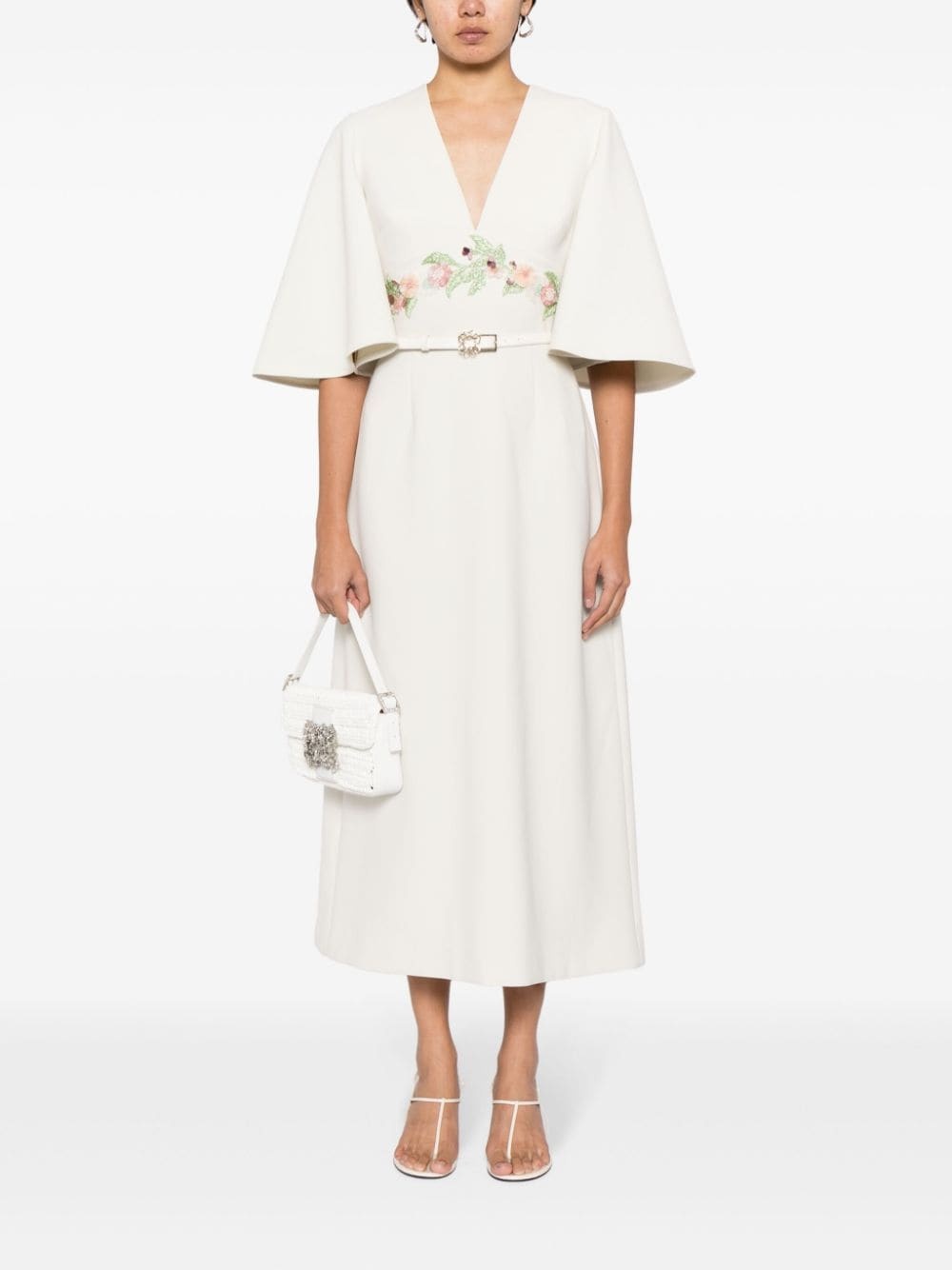 floral-appliquÃ© midi dress - 2