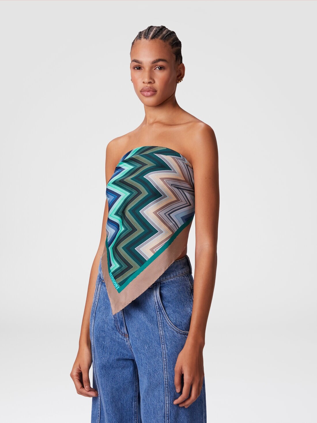 100% silk scarf with zigzag pattern - 4