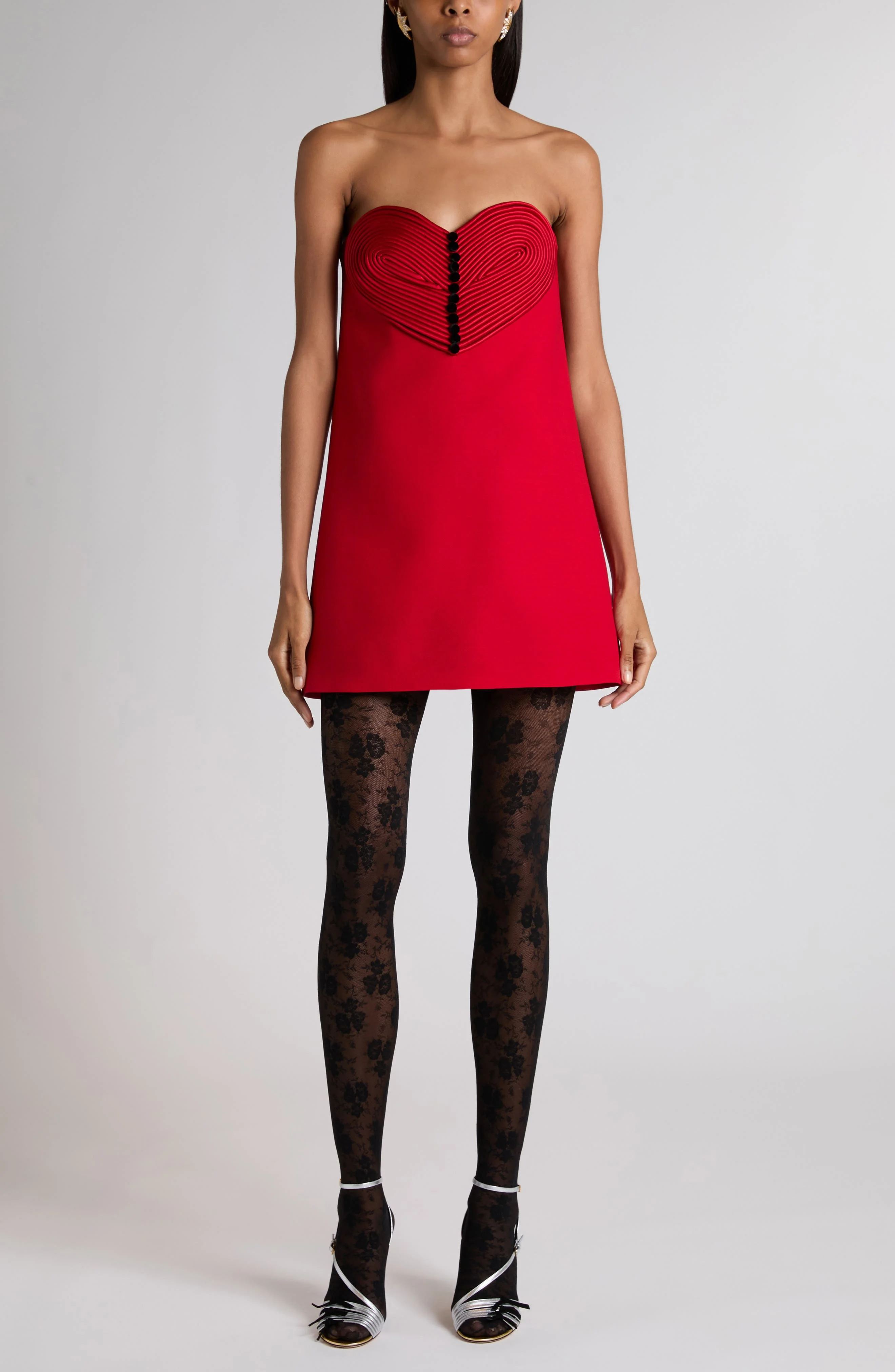 Valentino Heart Front Strapless Minidress in Red at Nordstrom - 1