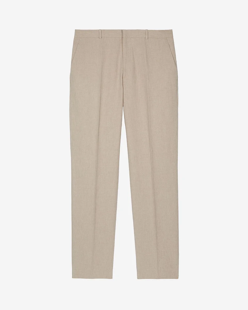BEIGE COTTON LINEN SUIT PANTS - 1