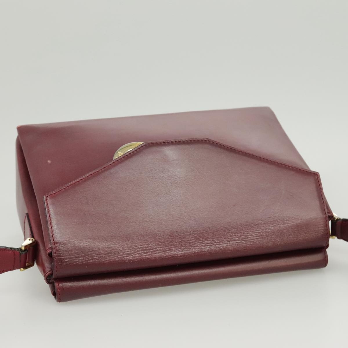 CELINE Shoulder Bag Leather Wine Red Gold - 6